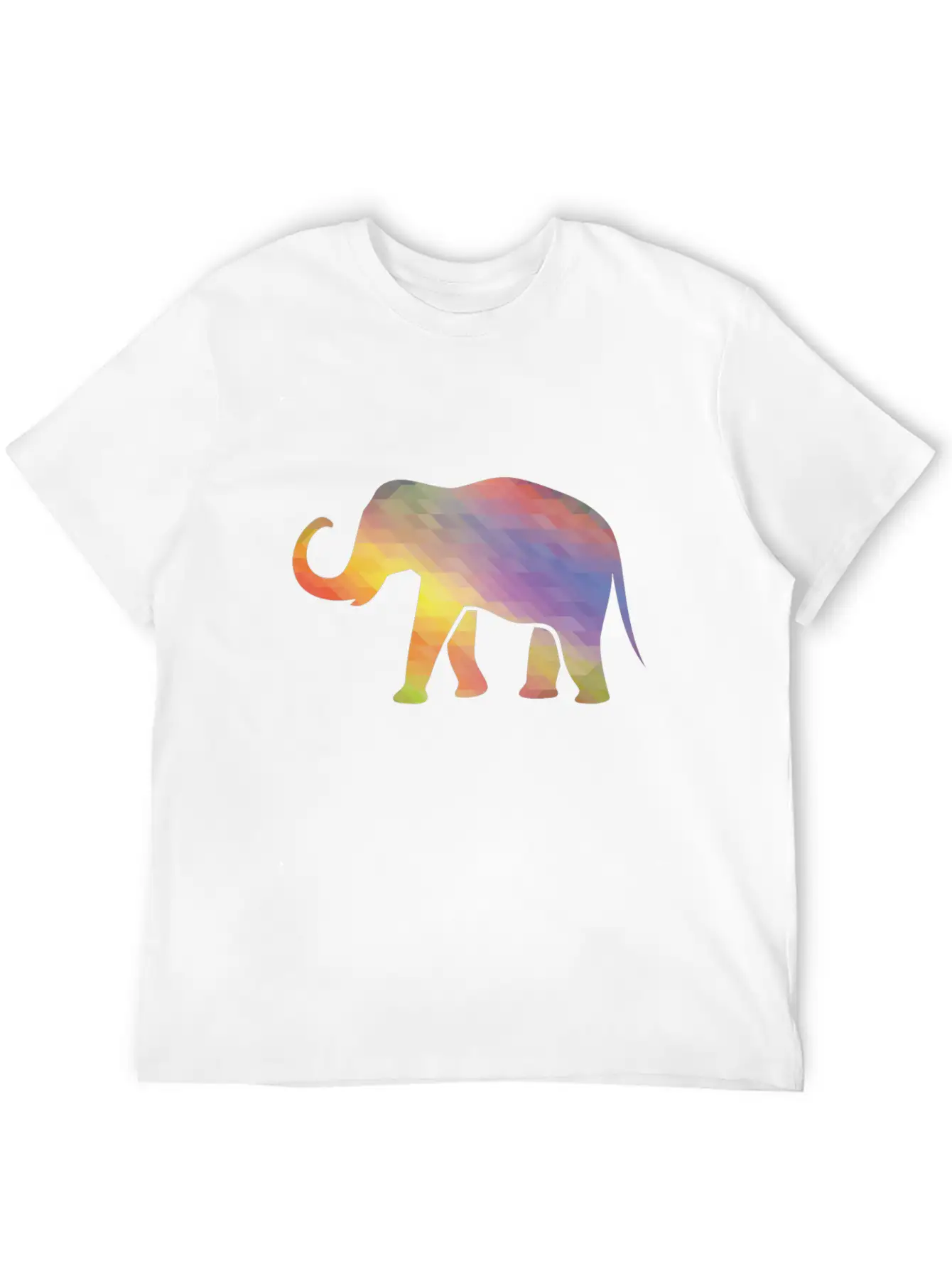 Elephant Mosaik Art Digital Computer Unisex Casual T-Shirt – Clean Design For Daily Comfort