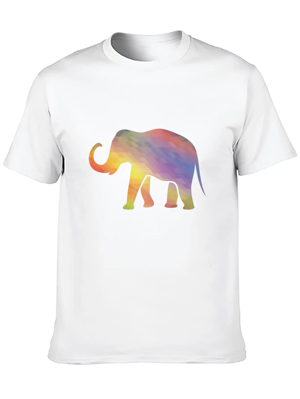 Elephant Mosaik Art Digital Computer Unisex Casual T-Shirt – Clean Design For Daily Comfort