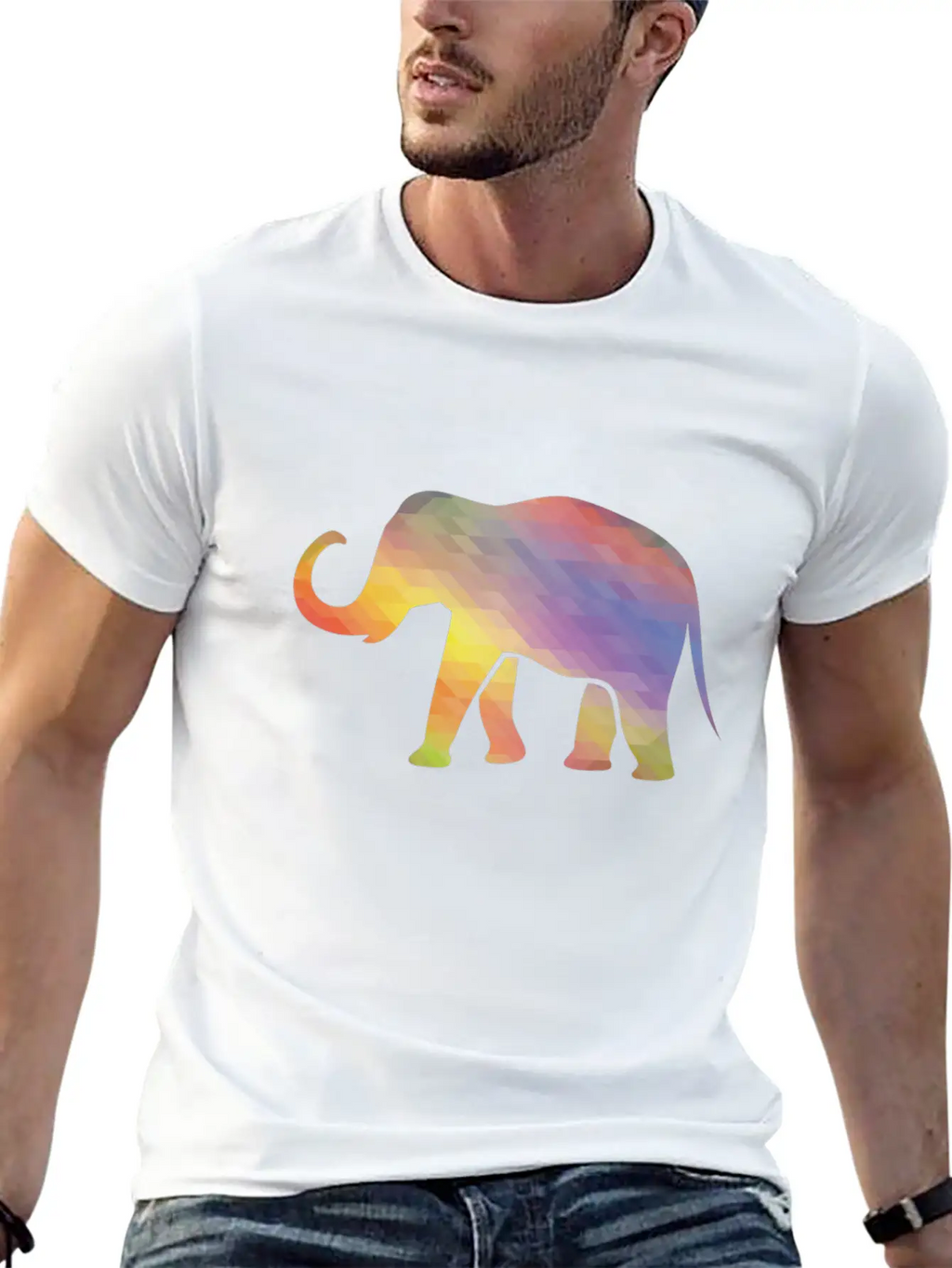 Elephant Mosaik Art Digital Computer Unisex Casual T-Shirt – Clean Design For Daily Comfort