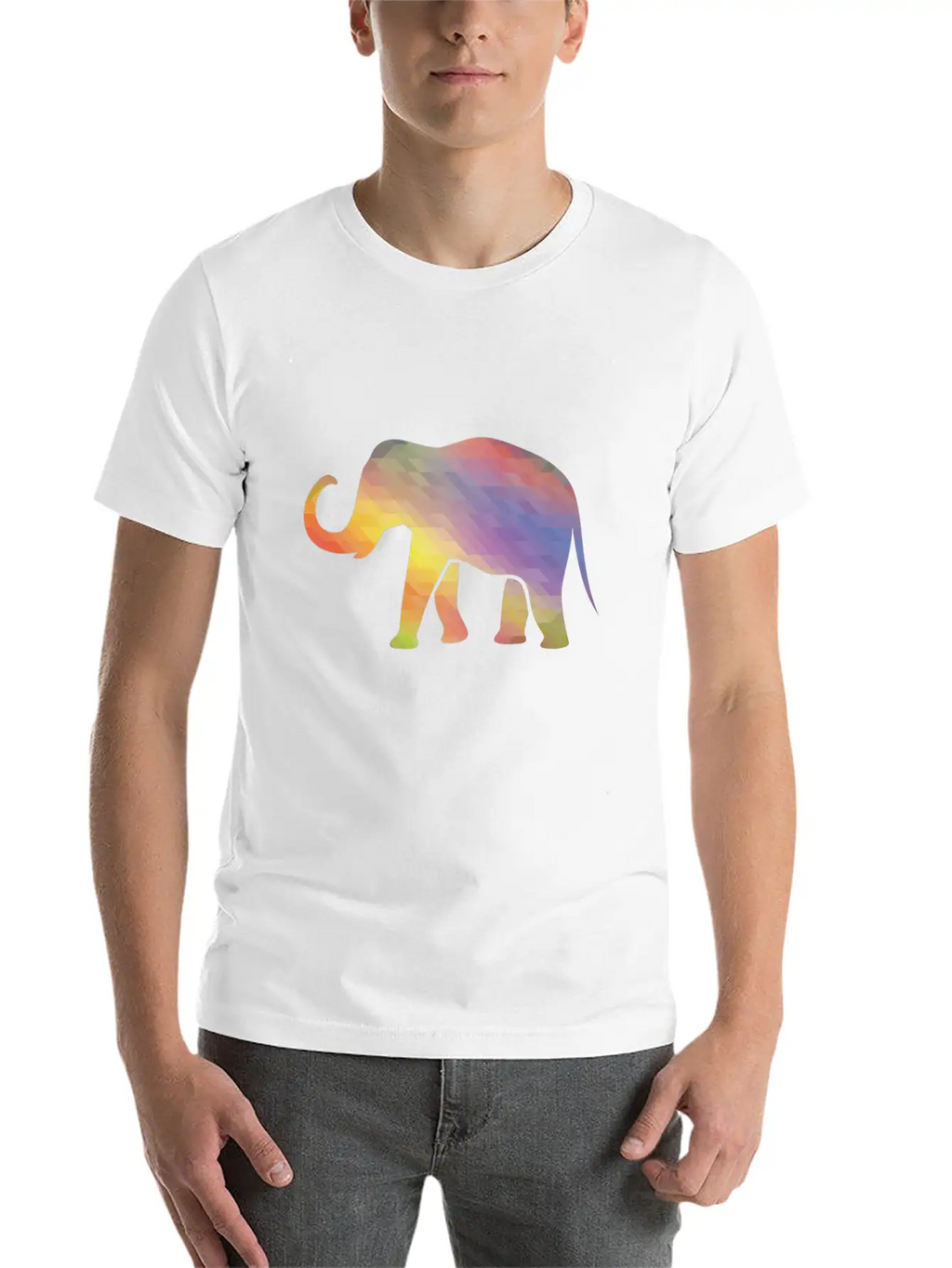 Elephant Mosaik Art Digital Computer Unisex Casual T-Shirt – Clean Design For Daily Comfort