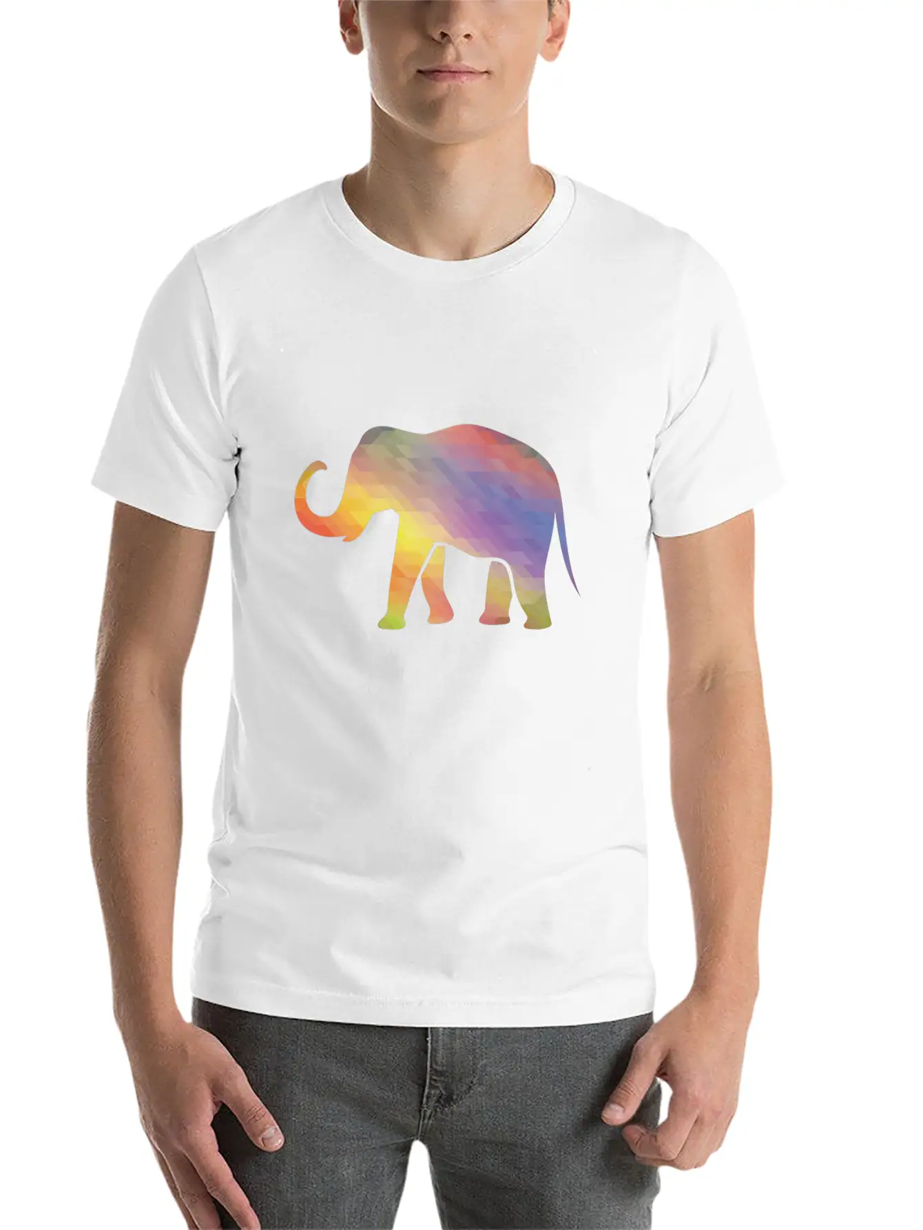 Elephant Mosaik Art Digital Computer Unisex Casual T-Shirt – Clean Design For Daily Comfort
