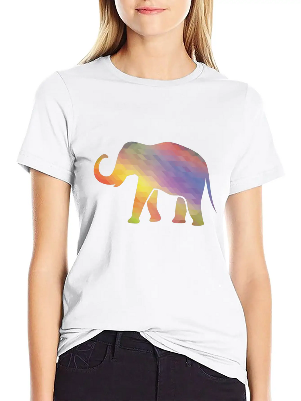 Elephant Mosaik Art Digital Computer Unisex Casual T-Shirt – Clean Design For Daily Comfort