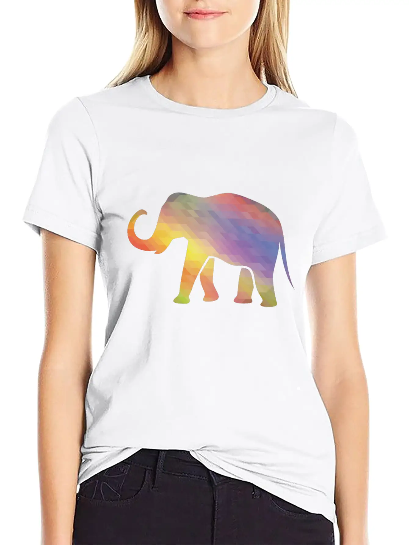 Elephant Mosaik Art Digital Computer Unisex Casual T-Shirt – Clean Design For Daily Comfort
