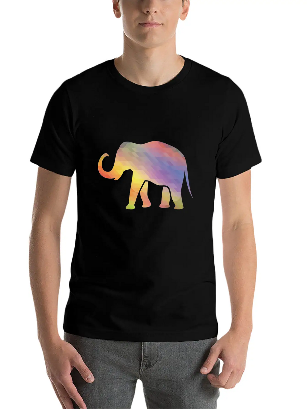 Elephant Mosaik Art Digital Computer Unisex Casual T-Shirt – Clean Design For Daily Comfort