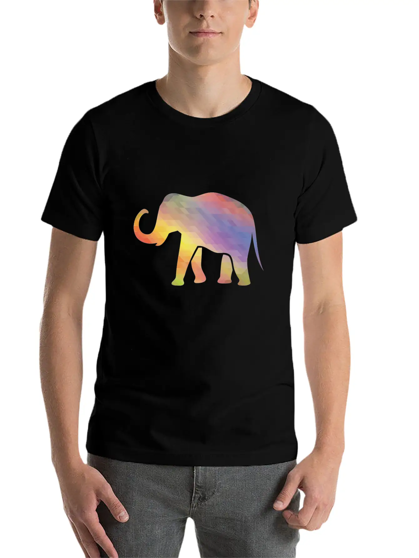 Elephant Mosaik Art Digital Computer Unisex Casual T-Shirt – Clean Design For Daily Comfort