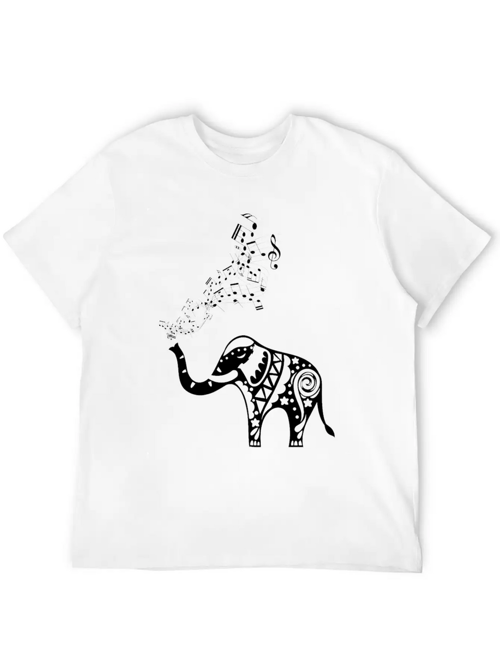 Elephant Music Notes For Musicians Unisex Casual T-Shirt – Clean Design For Daily Comfort