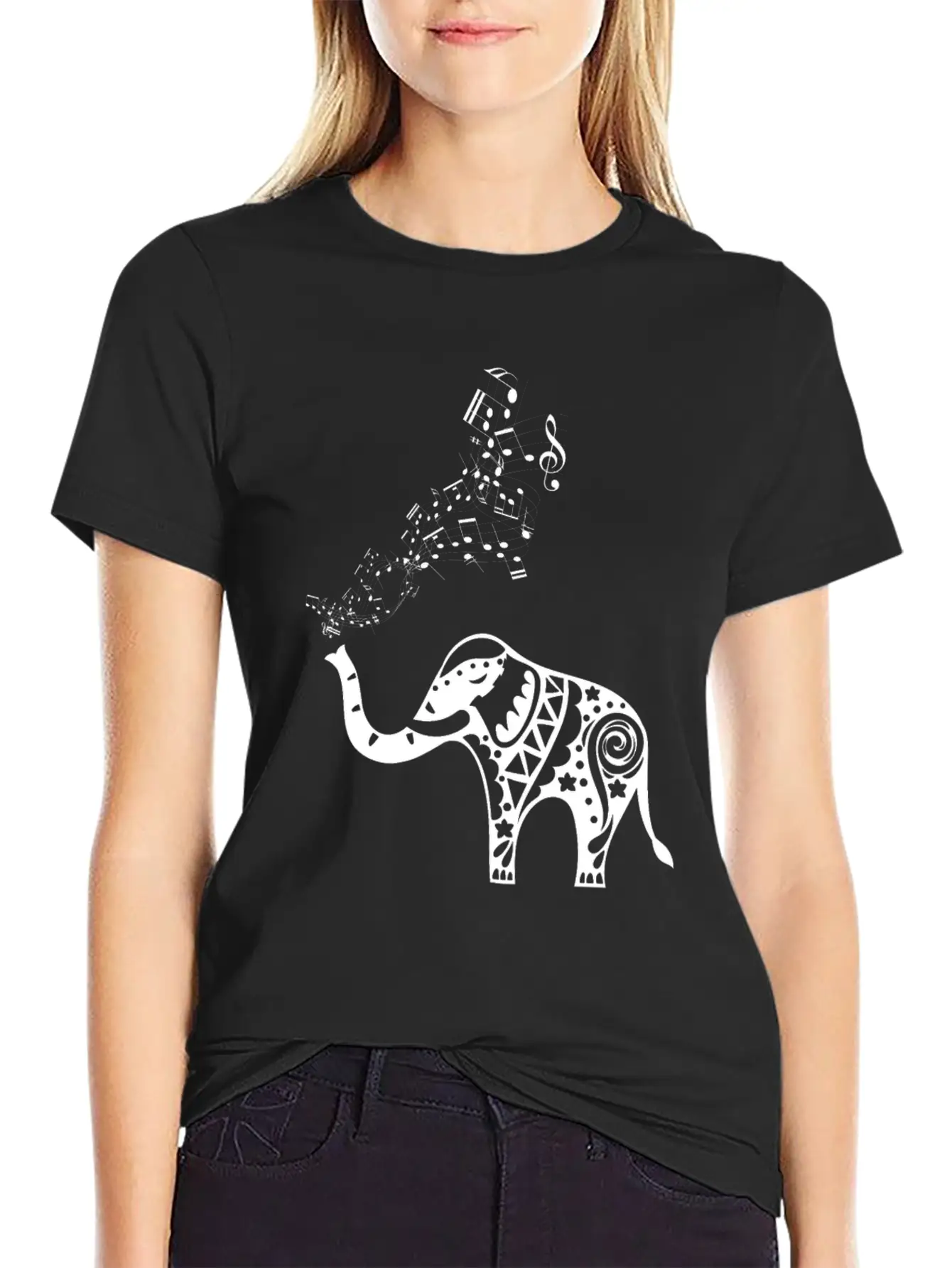 Elephant Music Notes For Musicians Unisex Casual T-Shirt – Clean Design For Daily Comfort