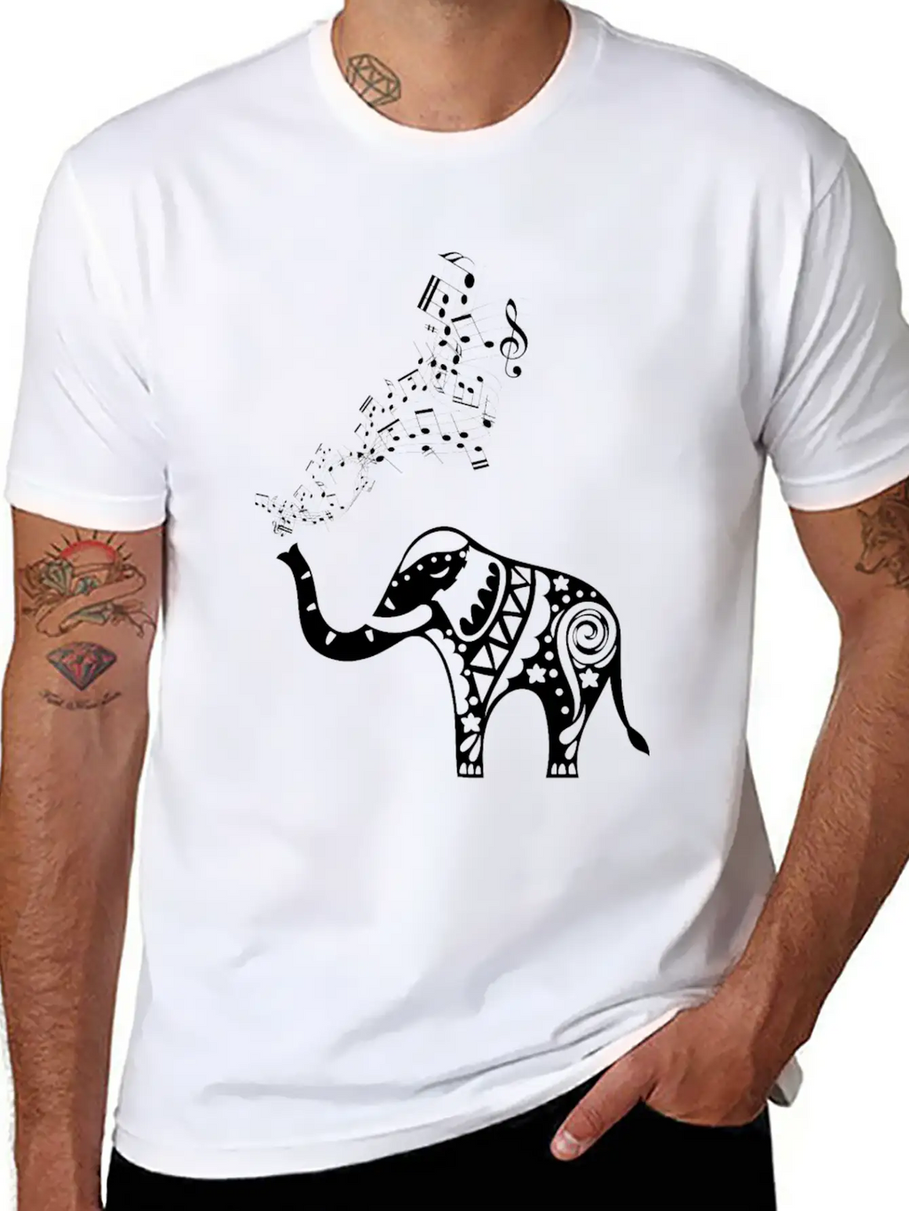 Elephant Music Notes For Musicians Unisex Casual T-Shirt – Clean Design For Daily Comfort