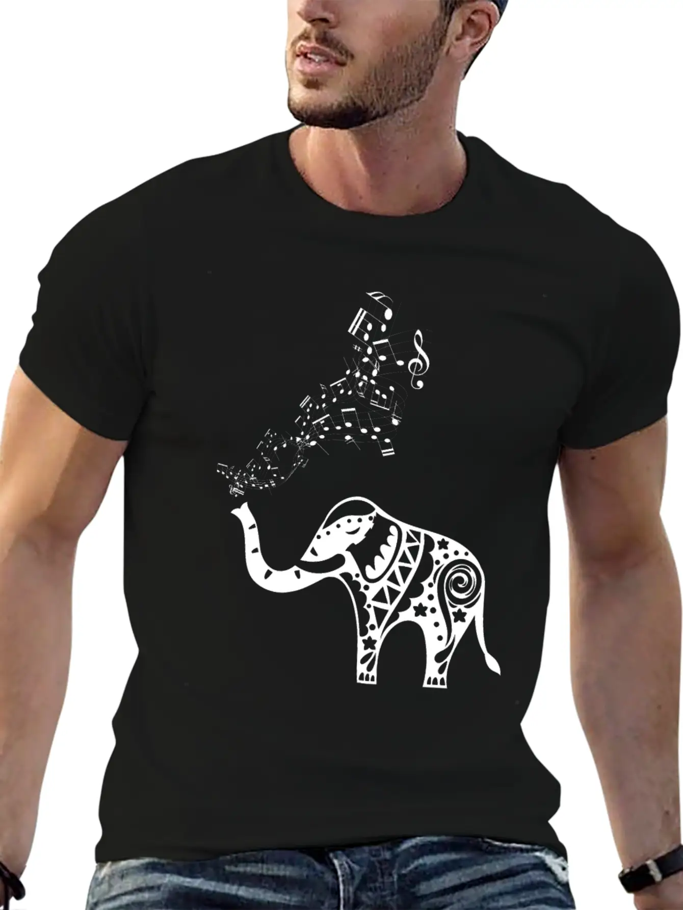 Elephant Music Notes For Musicians Unisex Casual T-Shirt – Clean Design For Daily Comfort