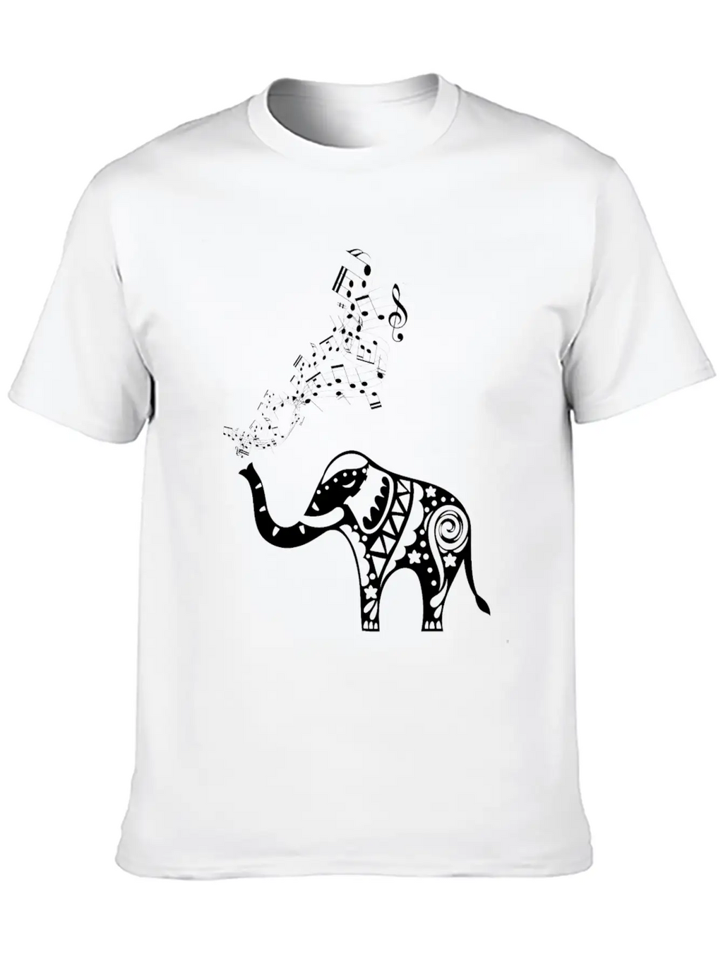Elephant Music Notes For Musicians Unisex Casual T-Shirt – Clean Design For Daily Comfort
