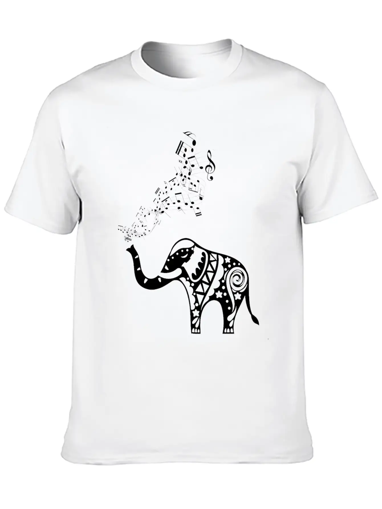 Elephant Music Notes For Musicians Unisex Casual T-Shirt – Clean Design For Daily Comfort