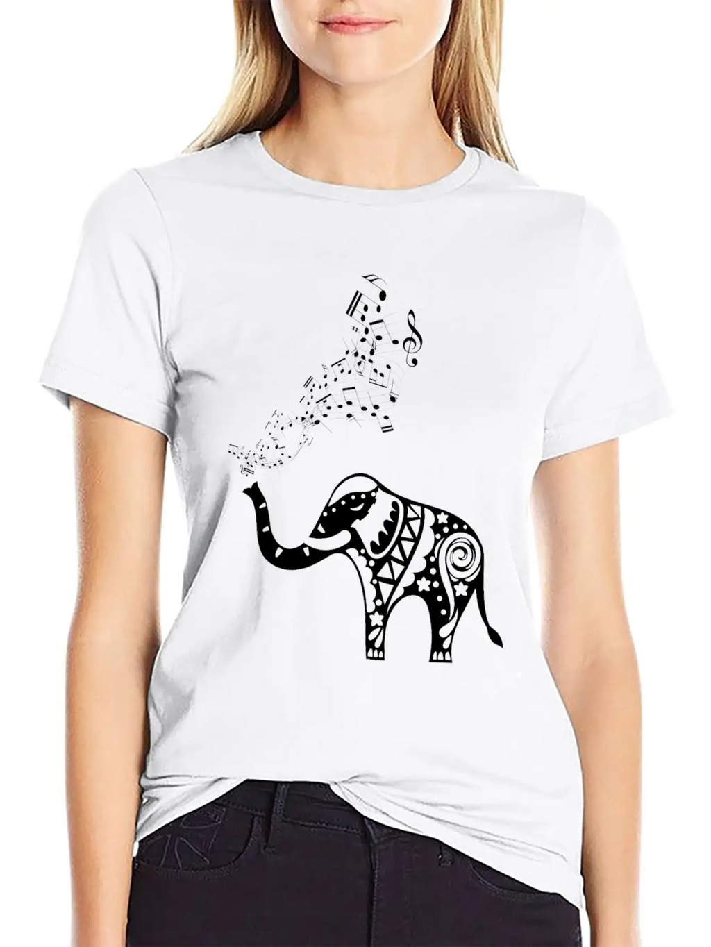 Elephant Music Notes For Musicians Unisex Casual T-Shirt – Clean Design For Daily Comfort