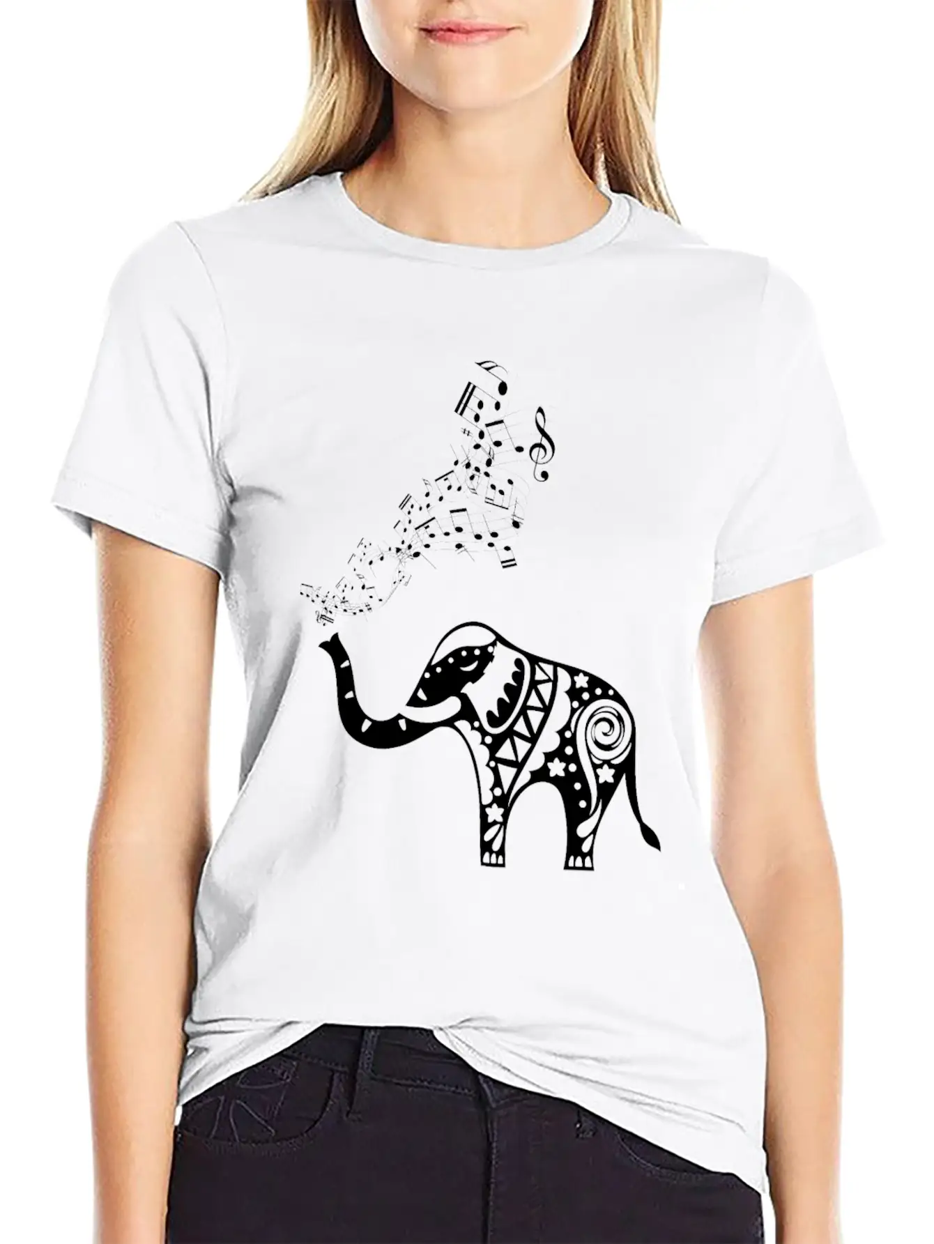 Elephant Music Notes For Musicians Unisex Casual T-Shirt – Clean Design For Daily Comfort
