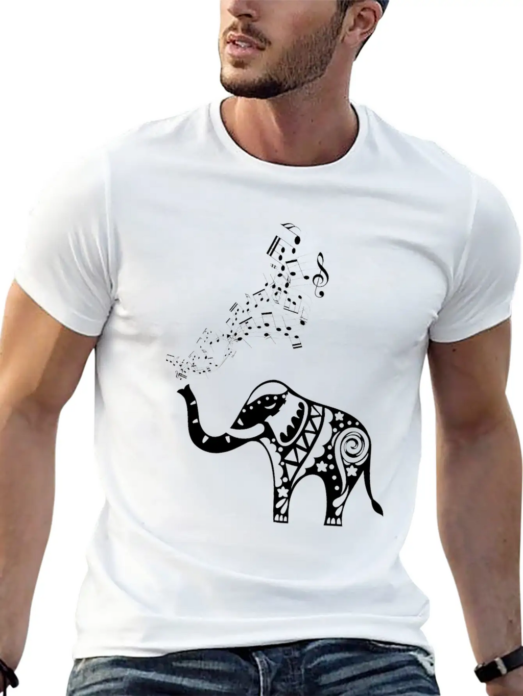 Elephant Music Notes For Musicians Unisex Casual T-Shirt – Clean Design For Daily Comfort