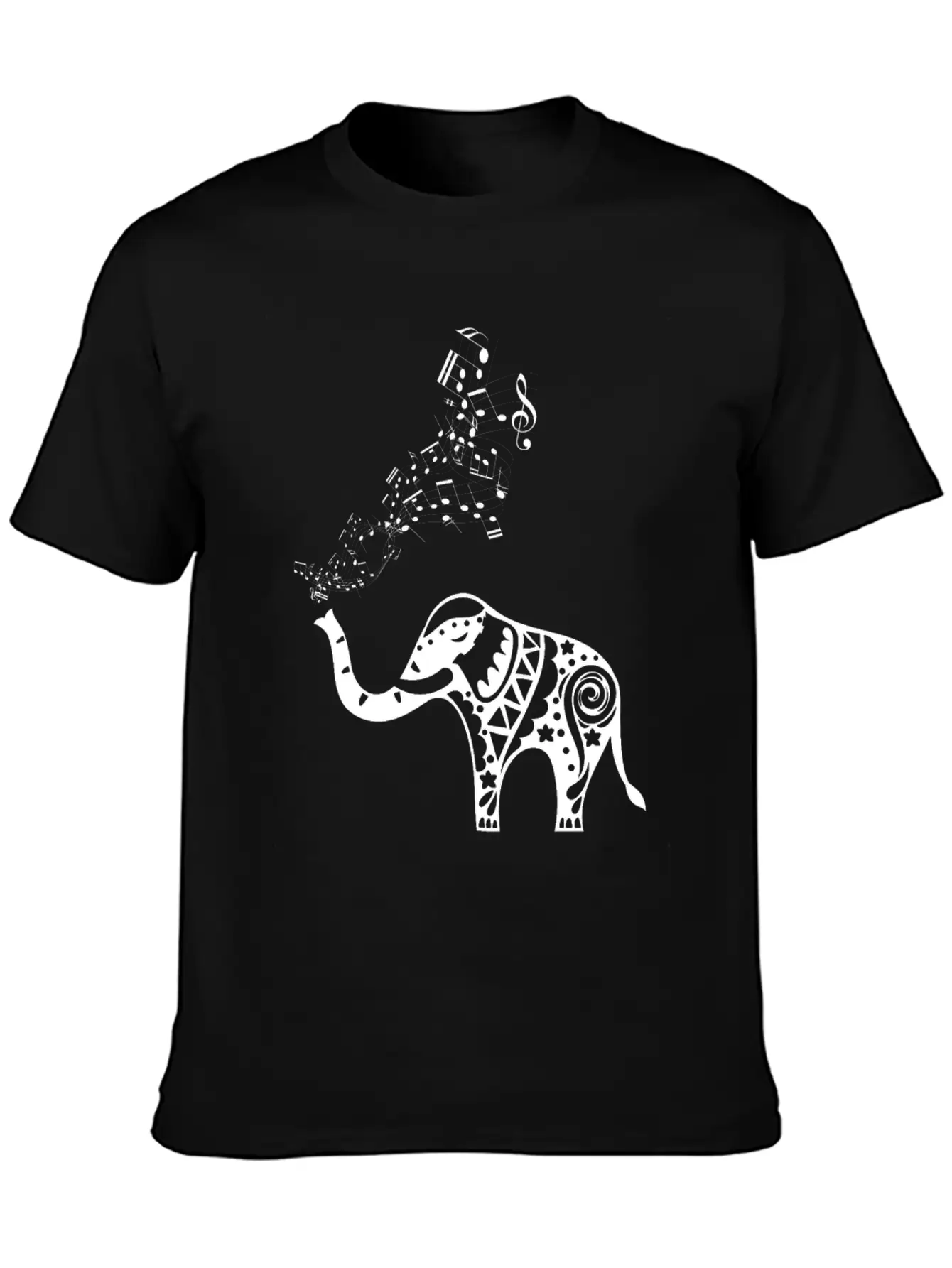 Elephant Music Notes For Musicians Unisex Casual T-Shirt – Clean Design For Daily Comfort