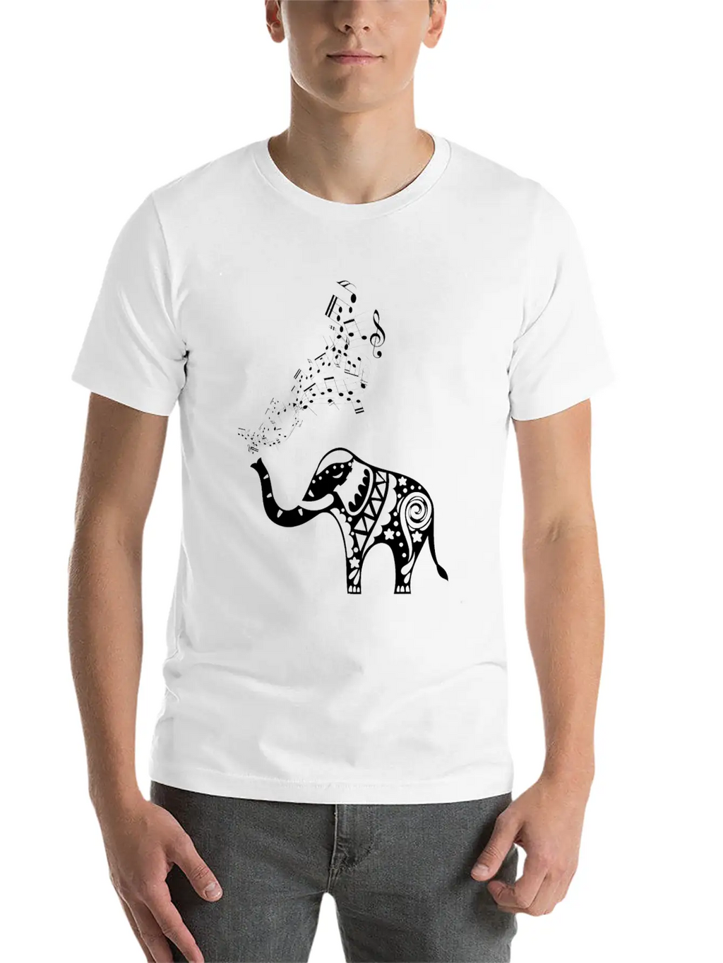 Elephant Music Notes For Musicians Unisex Casual T-Shirt – Clean Design For Daily Comfort