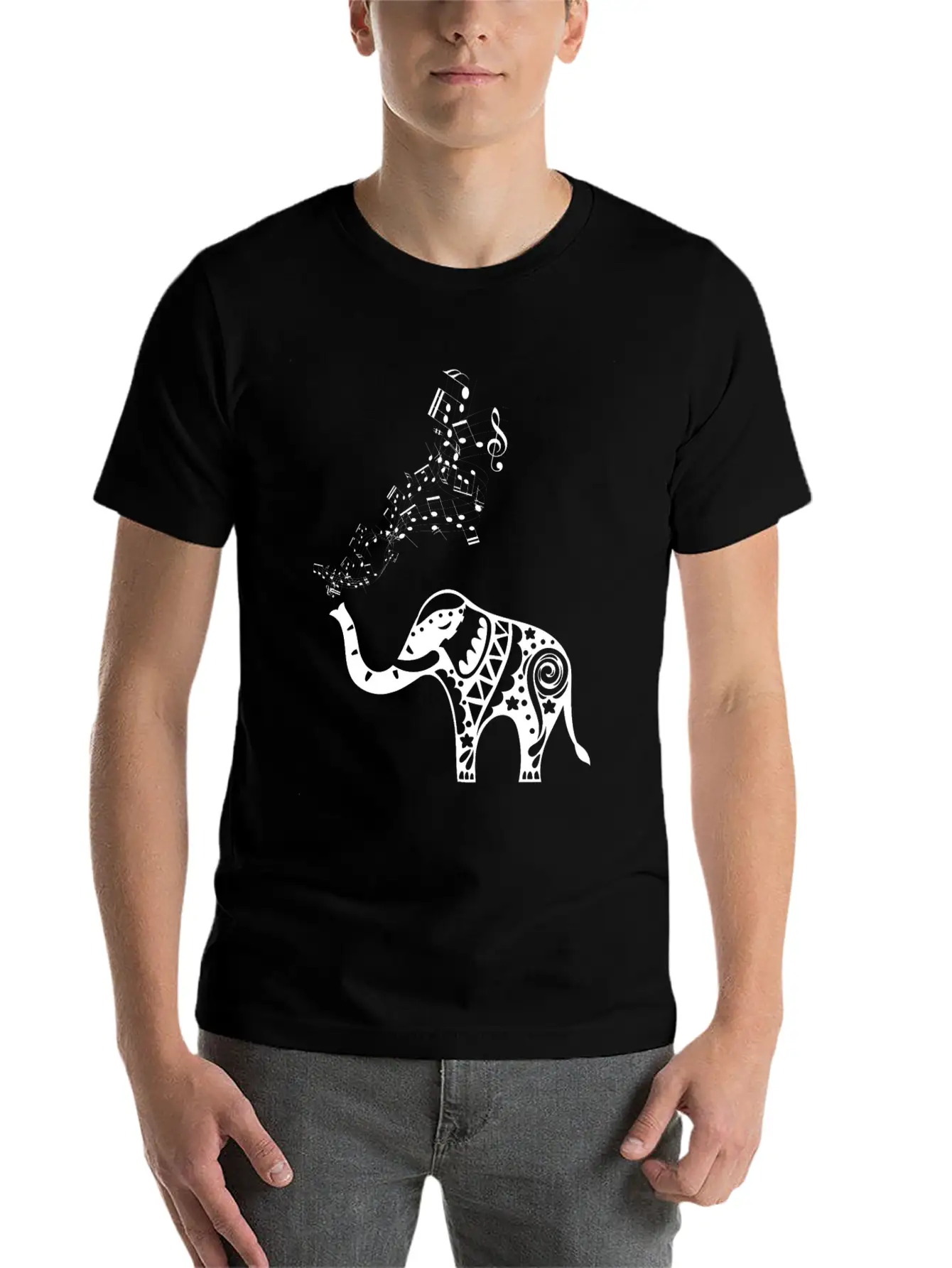 Elephant Music Notes For Musicians Unisex Casual T-Shirt – Clean Design For Daily Comfort
