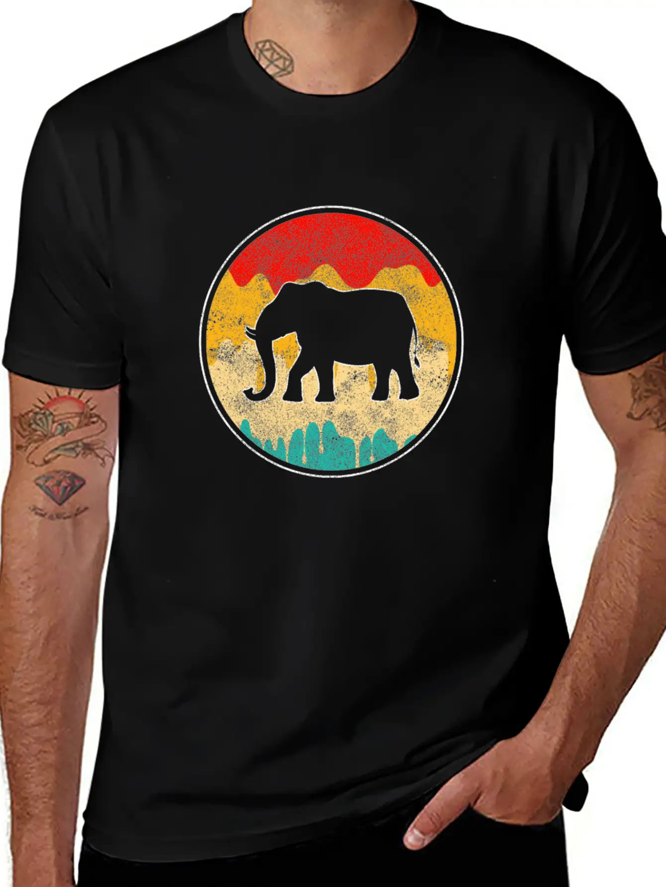 Elephant Retro Unisex Casual T-Shirt – Clean Design For Daily Comfort