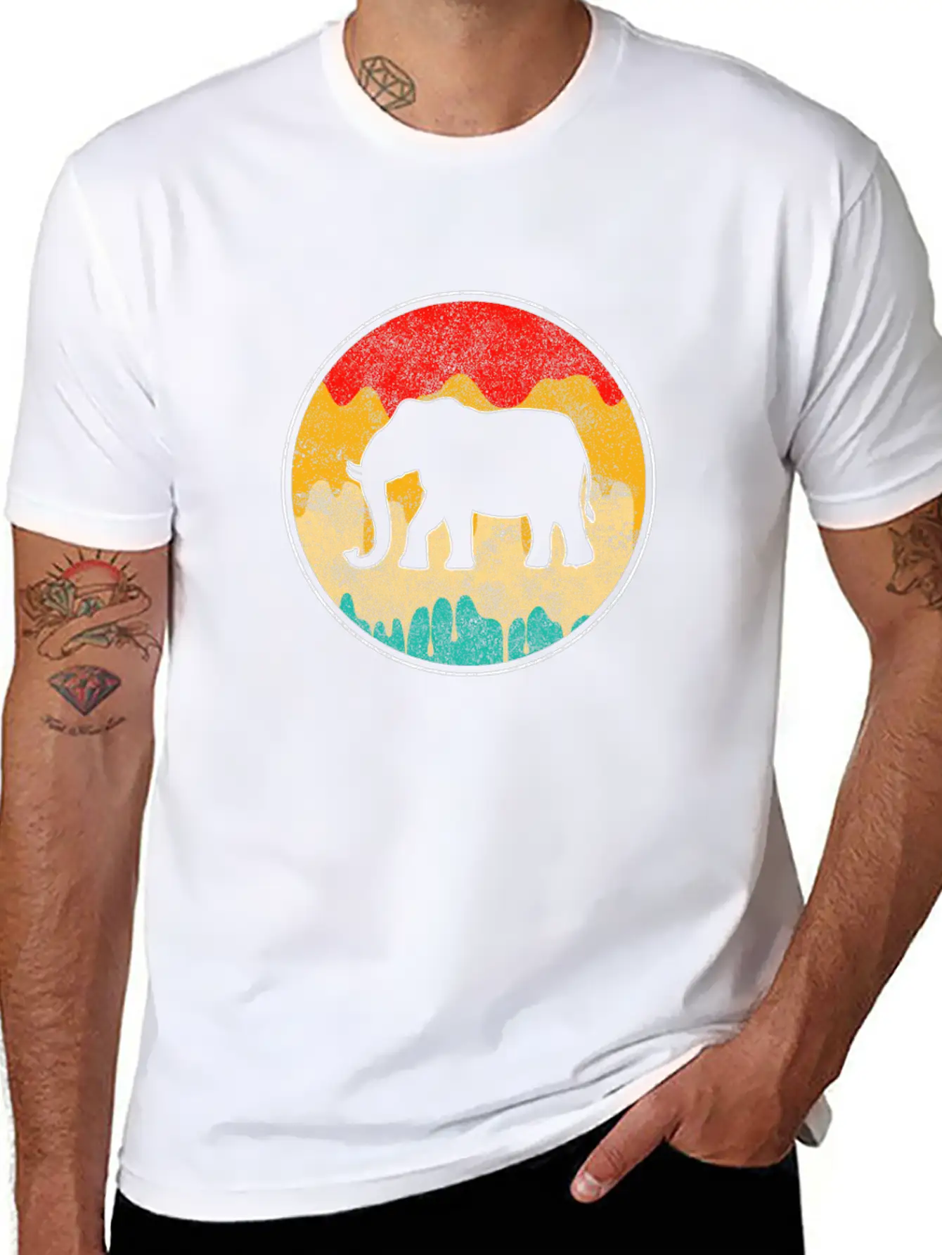 Elephant Retro Unisex Casual T-Shirt – Clean Design For Daily Comfort