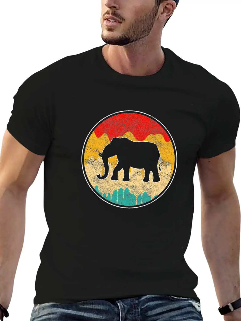 Elephant Retro Unisex Casual T-Shirt – Clean Design For Daily Comfort