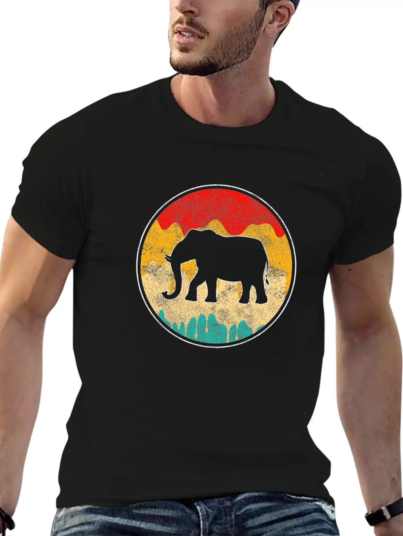 Elephant Retro Unisex Casual T-Shirt – Clean Design For Daily Comfort