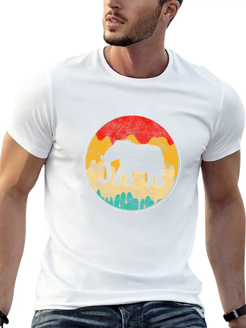 Elephant Retro Unisex Casual T-Shirt – Clean Design For Daily Comfort