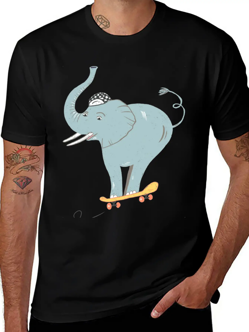 Elephant Skater Unisex Casual T-Shirt – Clean Design For Daily Comfort