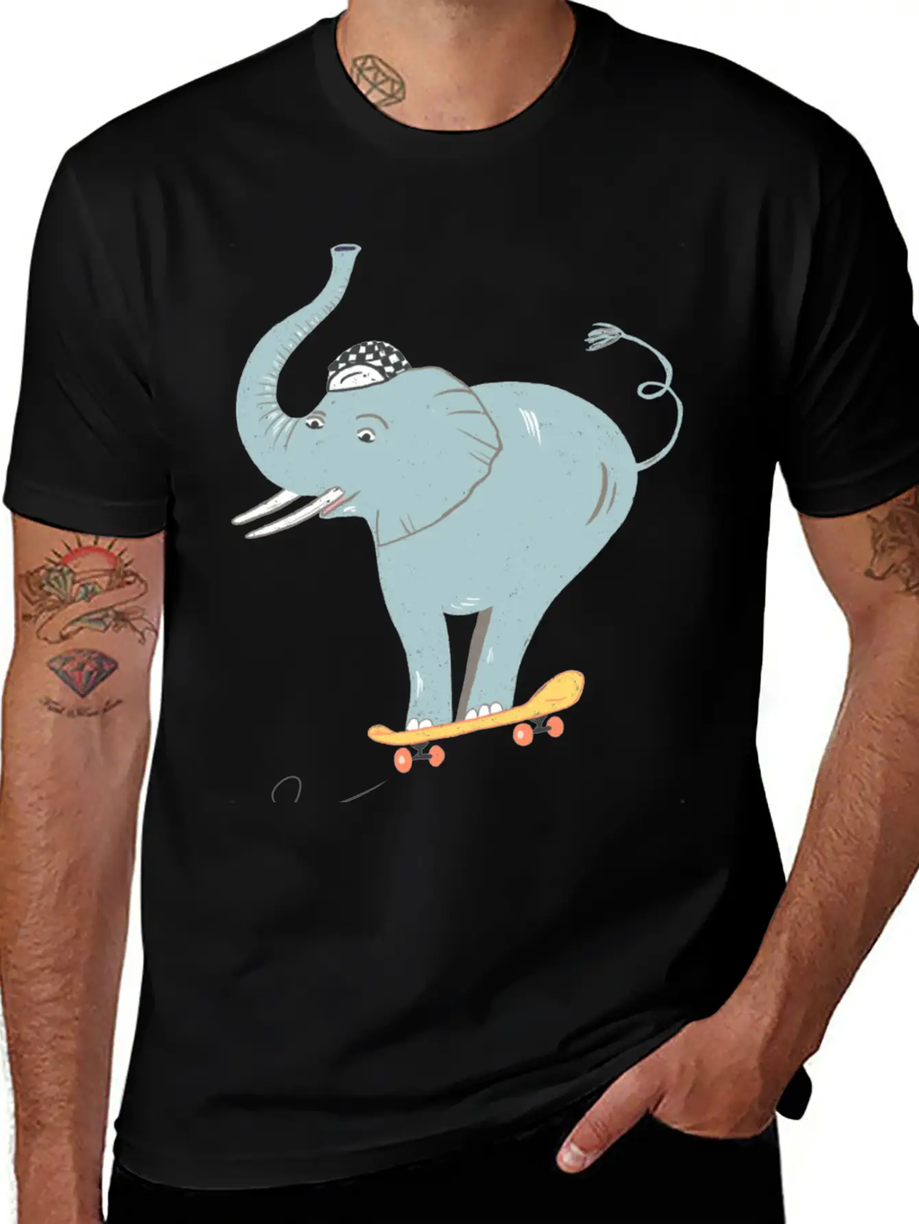 Elephant Skater Unisex Casual T-Shirt – Clean Design For Daily Comfort