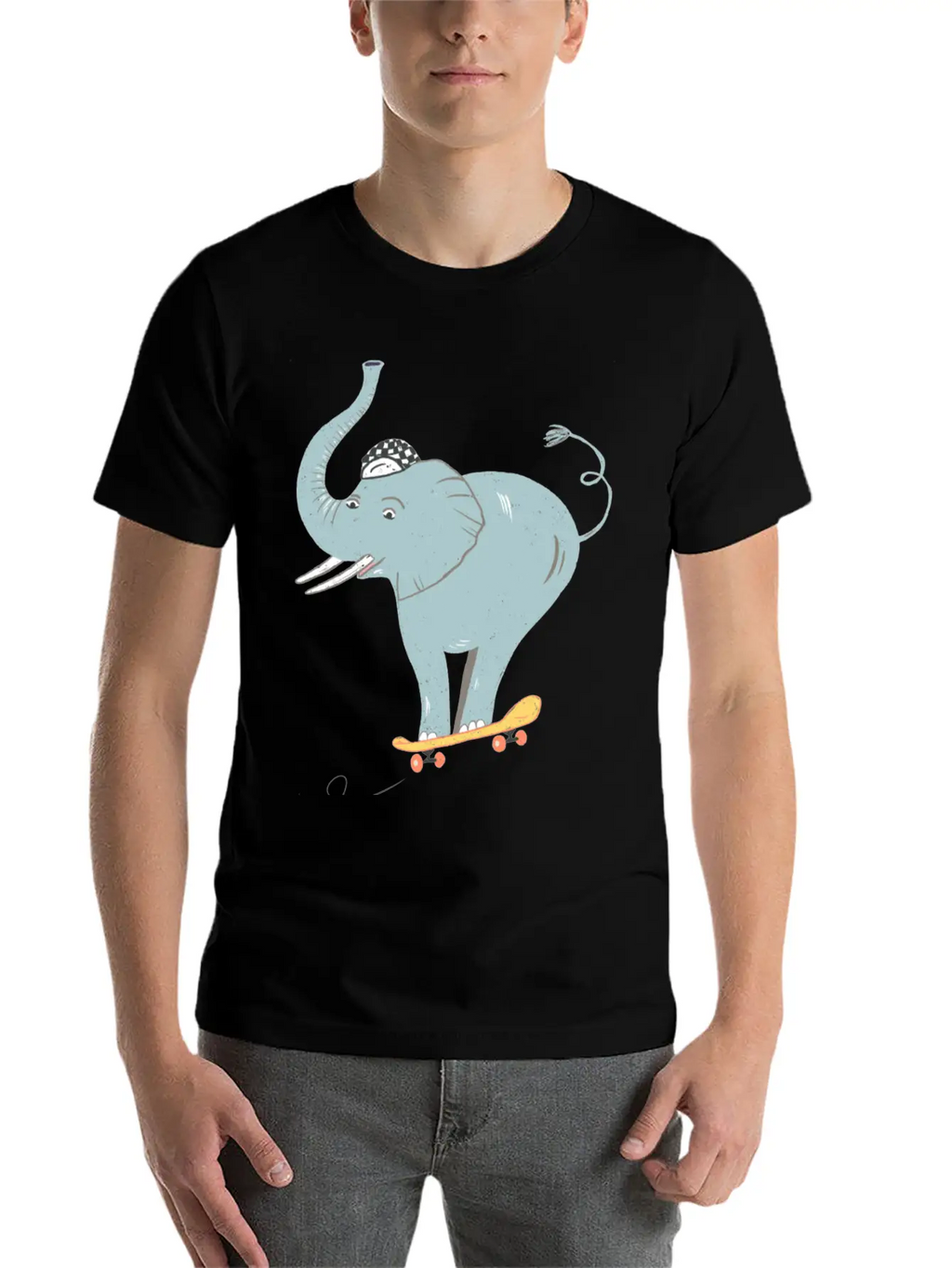 Elephant Skater Unisex Casual T-Shirt – Clean Design For Daily Comfort
