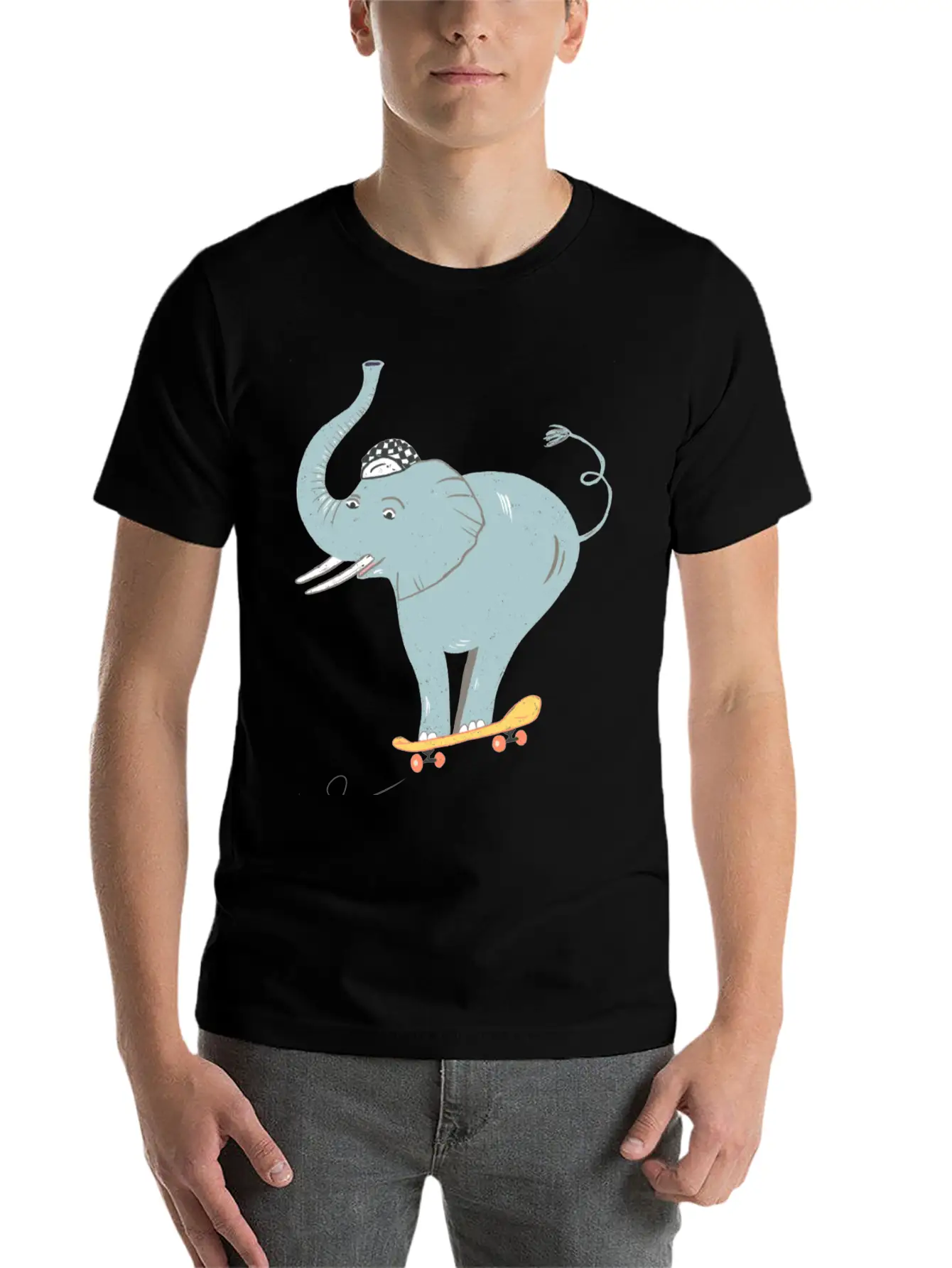 Elephant Skater Unisex Casual T-Shirt – Clean Design For Daily Comfort