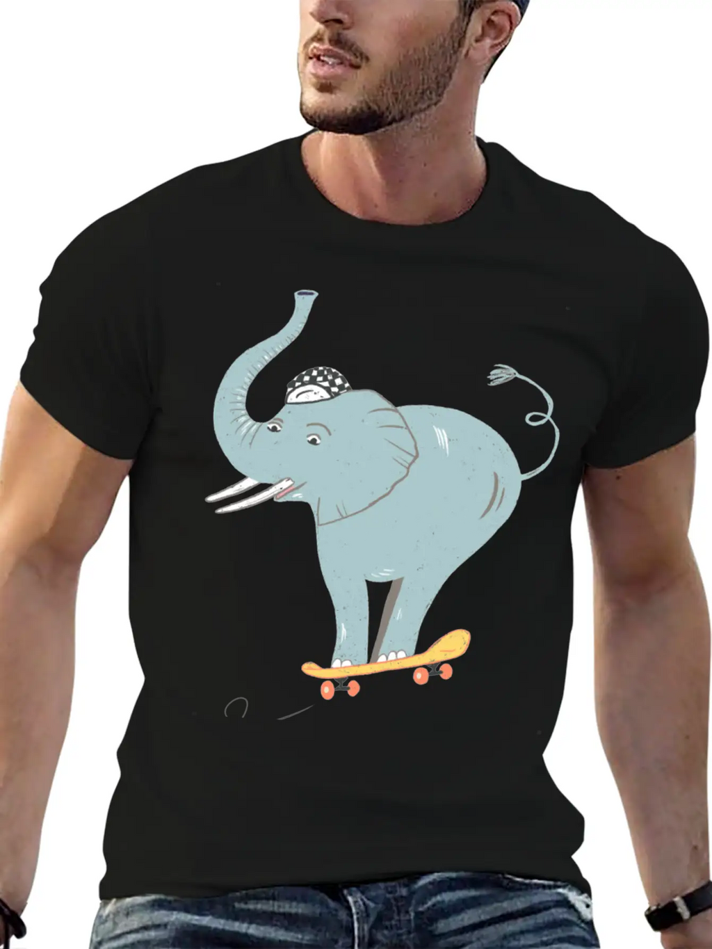 Elephant Skater Unisex Casual T-Shirt – Clean Design For Daily Comfort