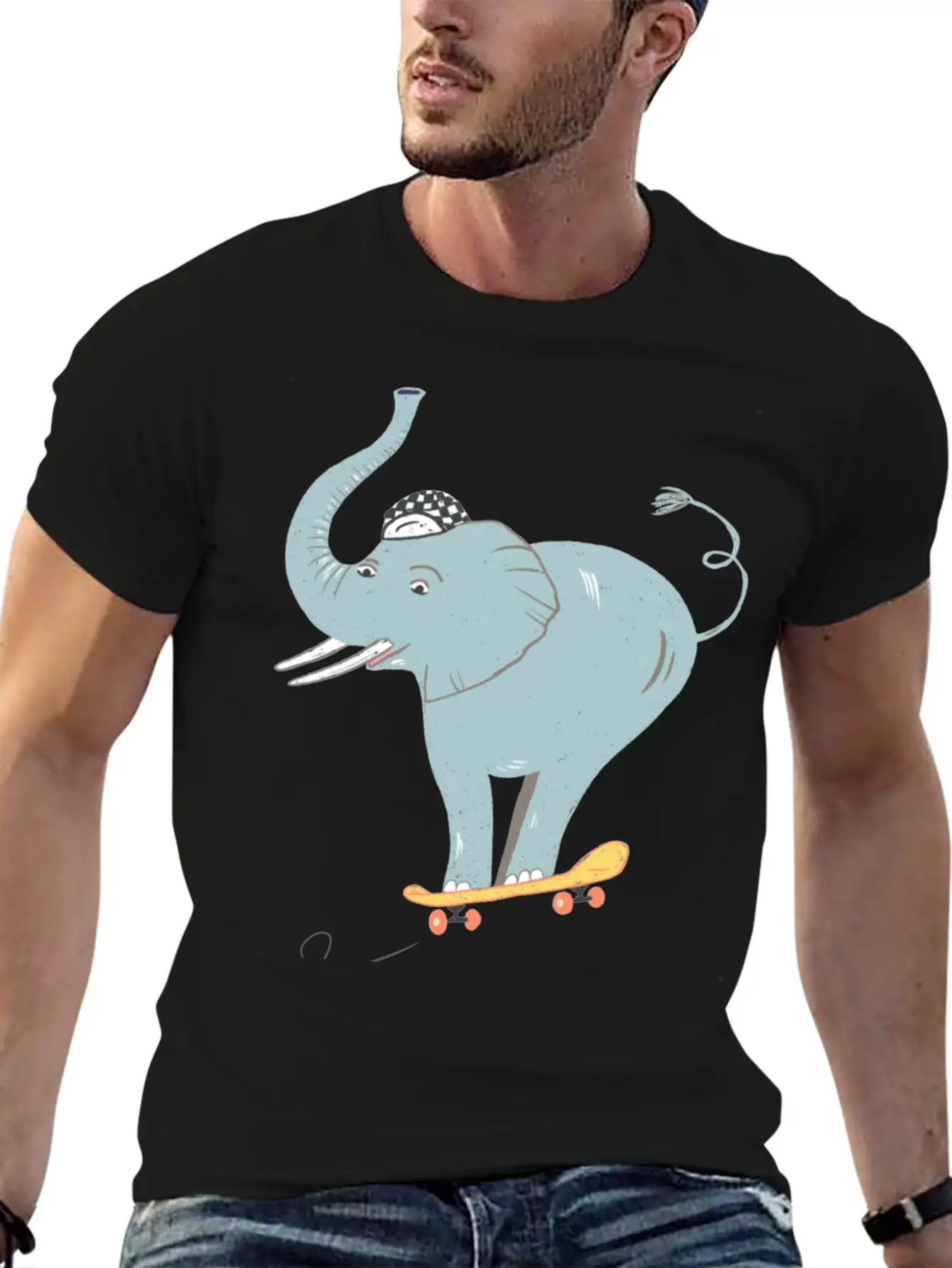 Elephant Skater Unisex Casual T-Shirt – Clean Design For Daily Comfort