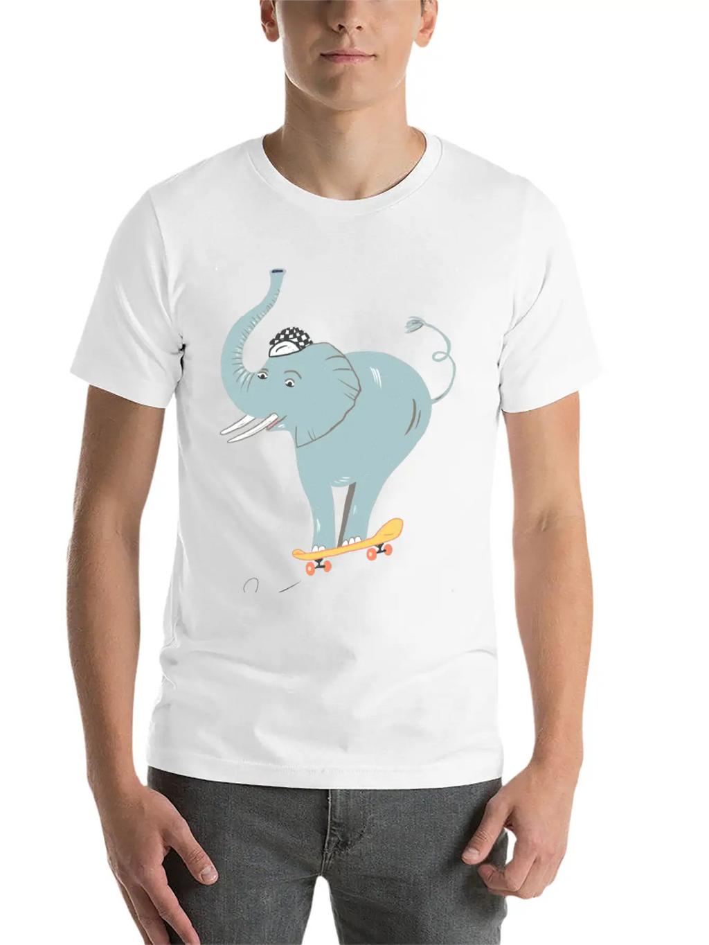 Elephant Skater Unisex Casual T-Shirt – Clean Design For Daily Comfort