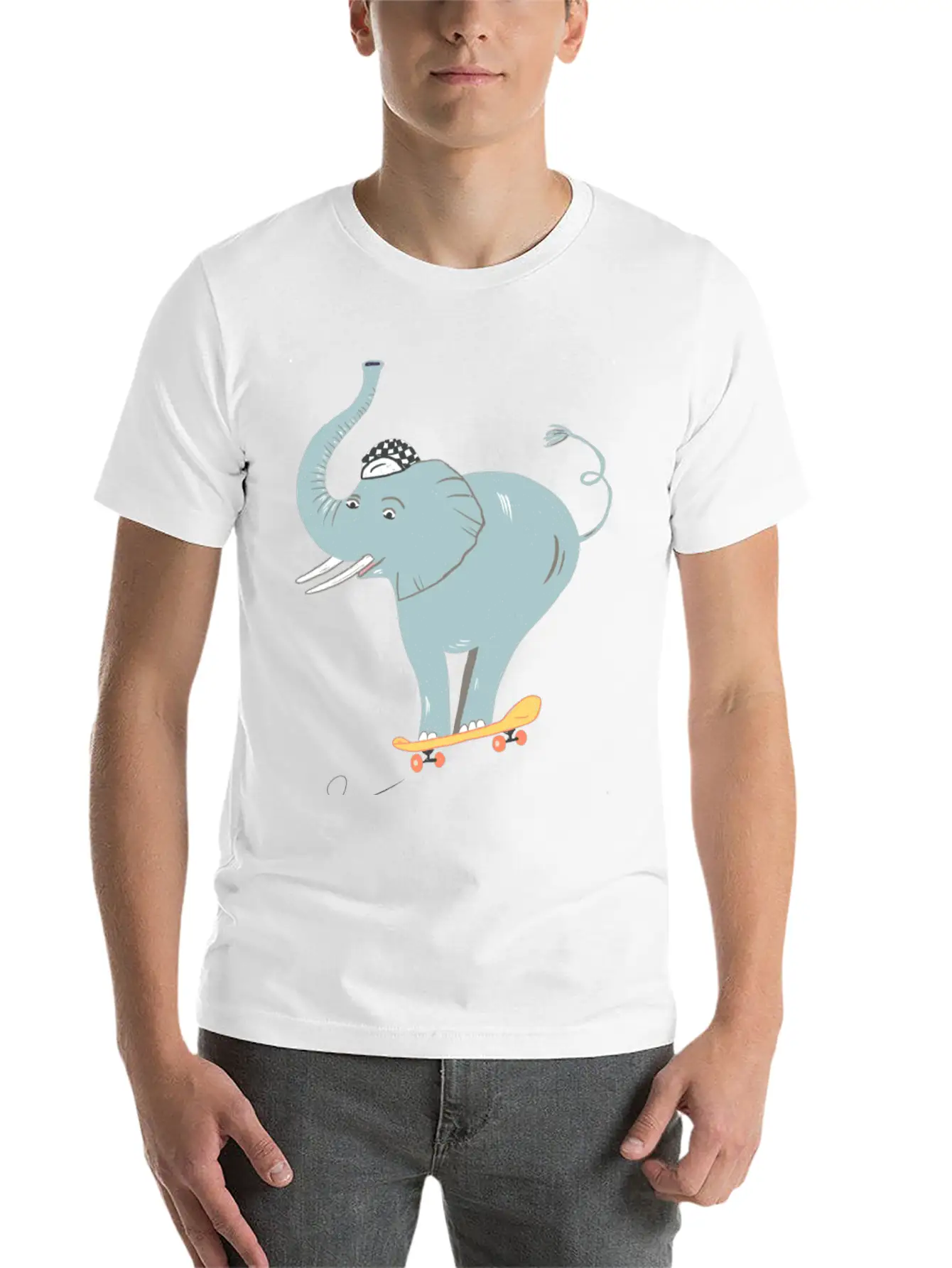 Elephant Skater Unisex Casual T-Shirt – Clean Design For Daily Comfort
