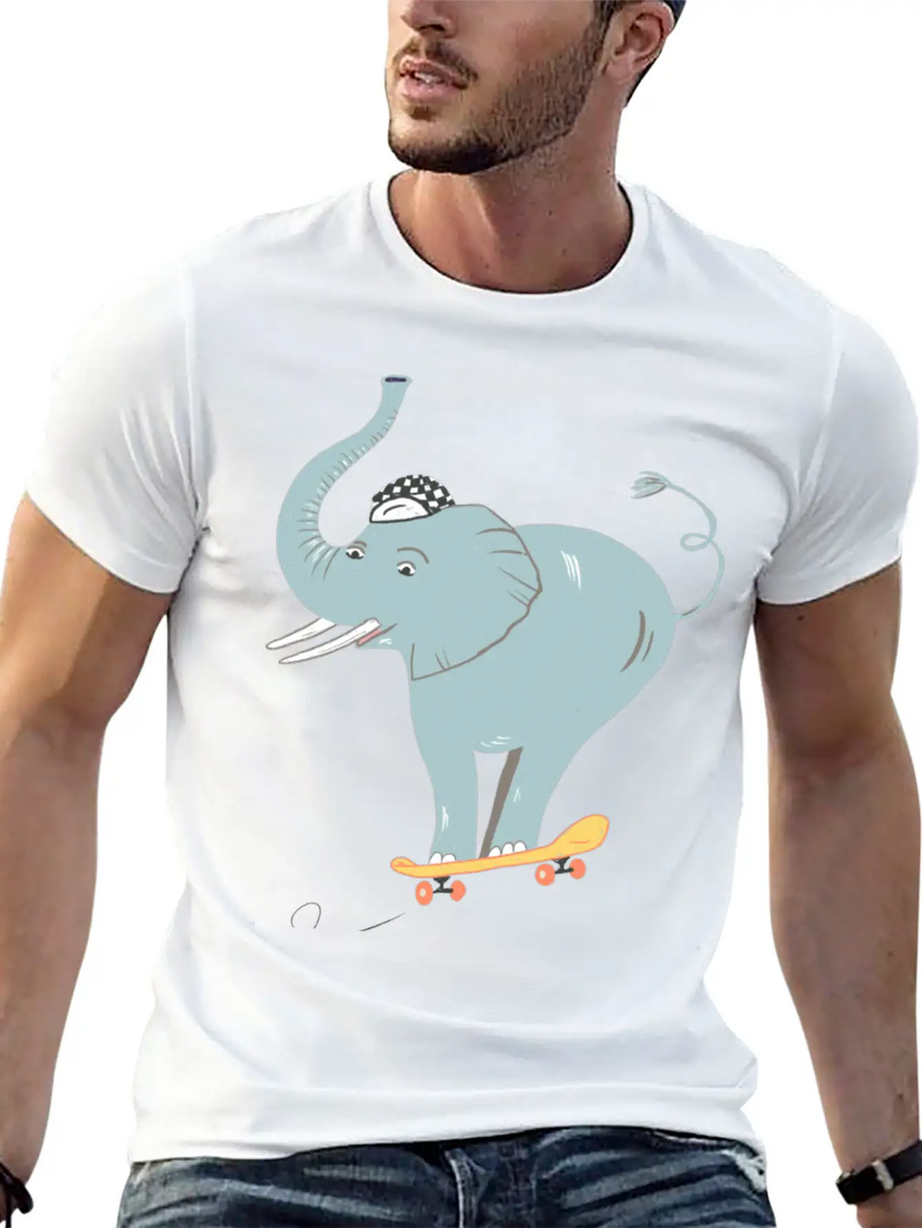 Elephant Skater Unisex Casual T-Shirt – Clean Design For Daily Comfort