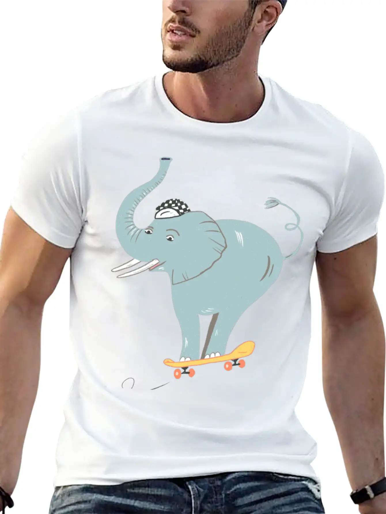 Elephant Skater Unisex Casual T-Shirt – Clean Design For Daily Comfort
