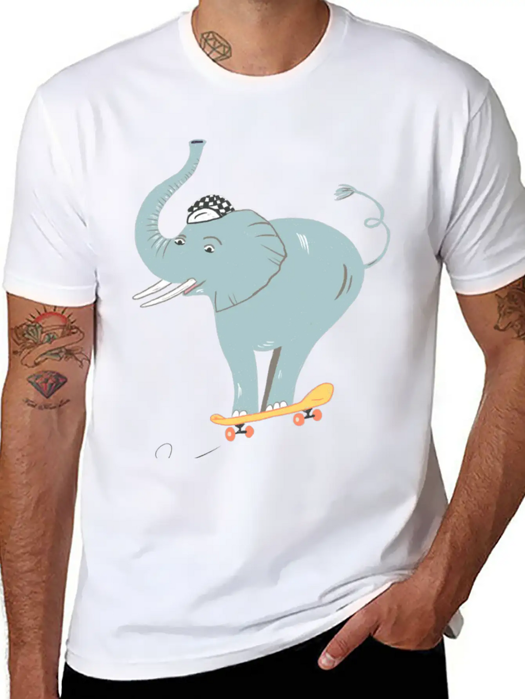 Elephant Skater Unisex Casual T-Shirt – Clean Design For Daily Comfort