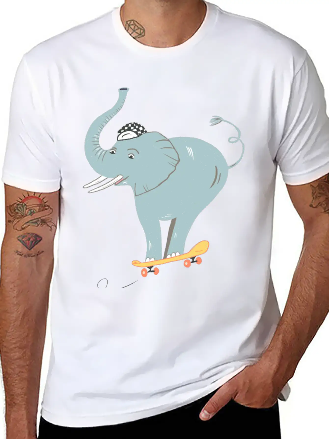 Elephant Skater Unisex Casual T-Shirt – Clean Design For Daily Comfort