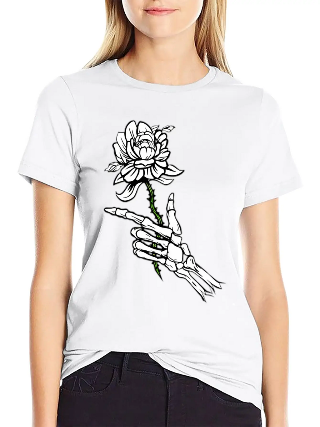 Eleton Hand Holding A White Rose Unisex Casual T-Shirt – Clean Design For Daily Comfort
