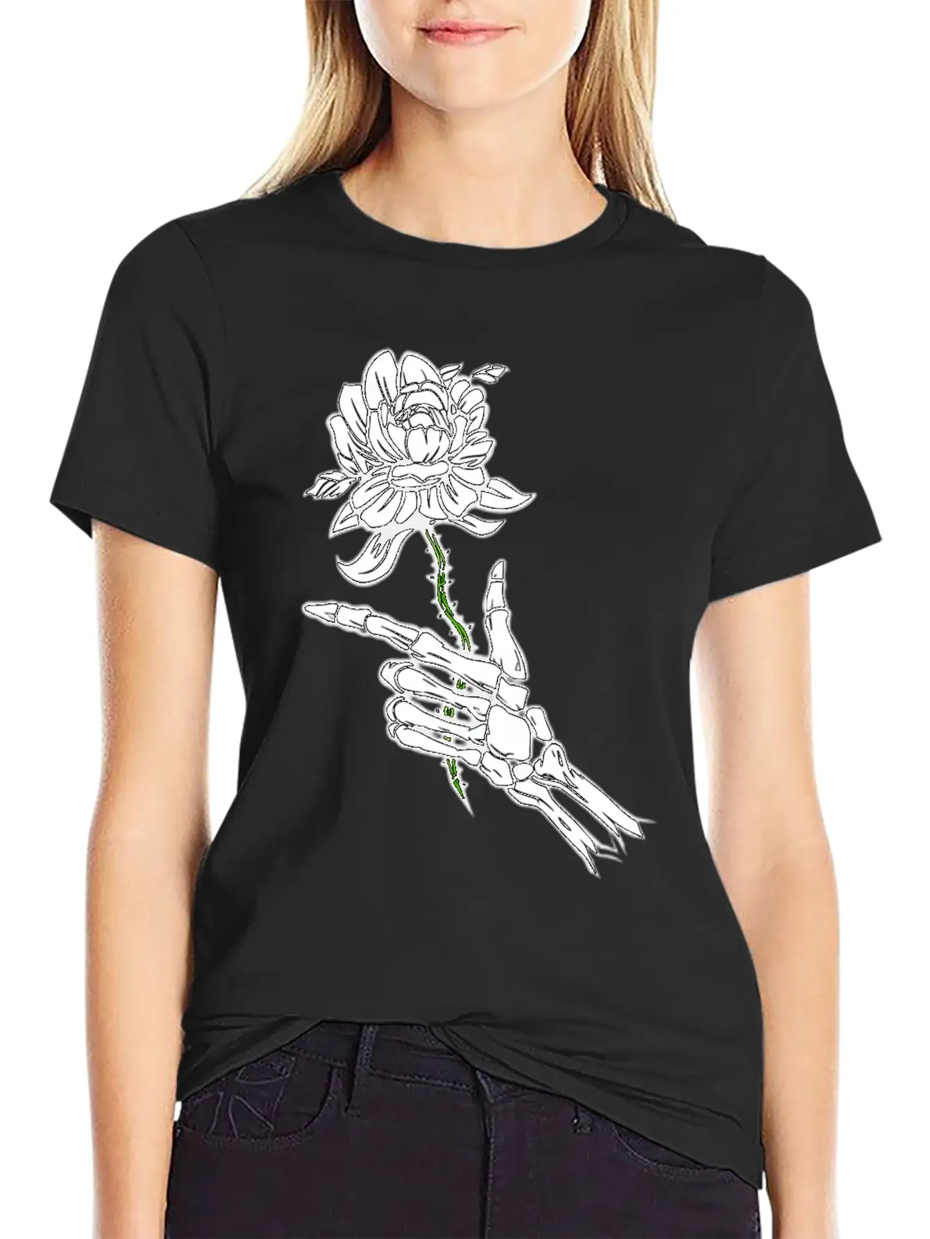 Eleton Hand Holding A White Rose Unisex Casual T-Shirt – Clean Design For Daily Comfort