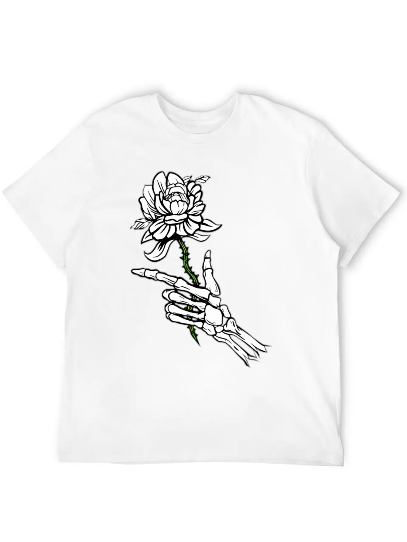 Eleton Hand Holding A White Rose Unisex Casual T-Shirt – Clean Design For Daily Comfort