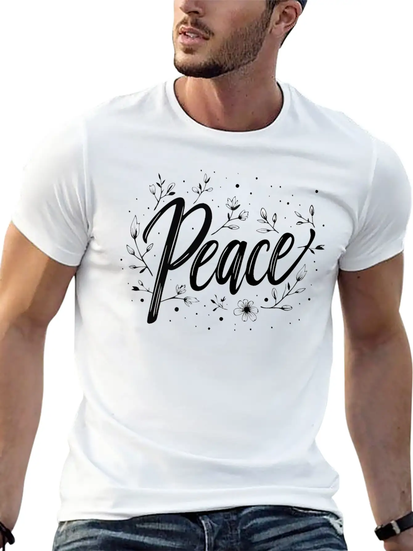Embrace Peace With Floral Design Breathable Soft Cotton T-Shirt – Timeless Casual Look