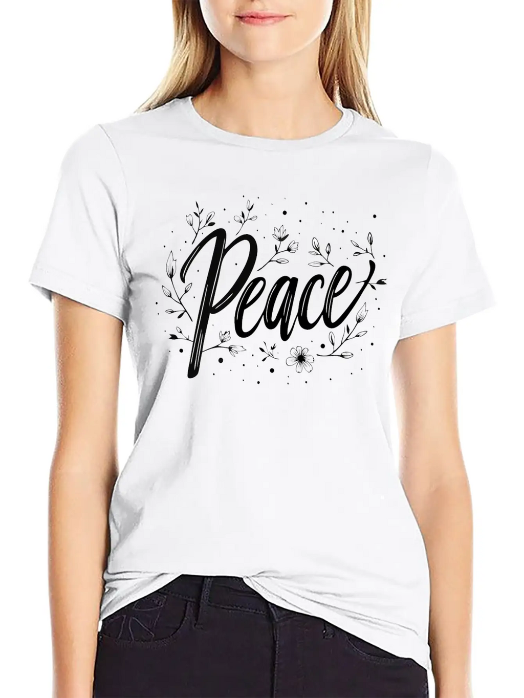 Embrace Peace With Floral Design Breathable Soft Cotton T-Shirt – Timeless Casual Look