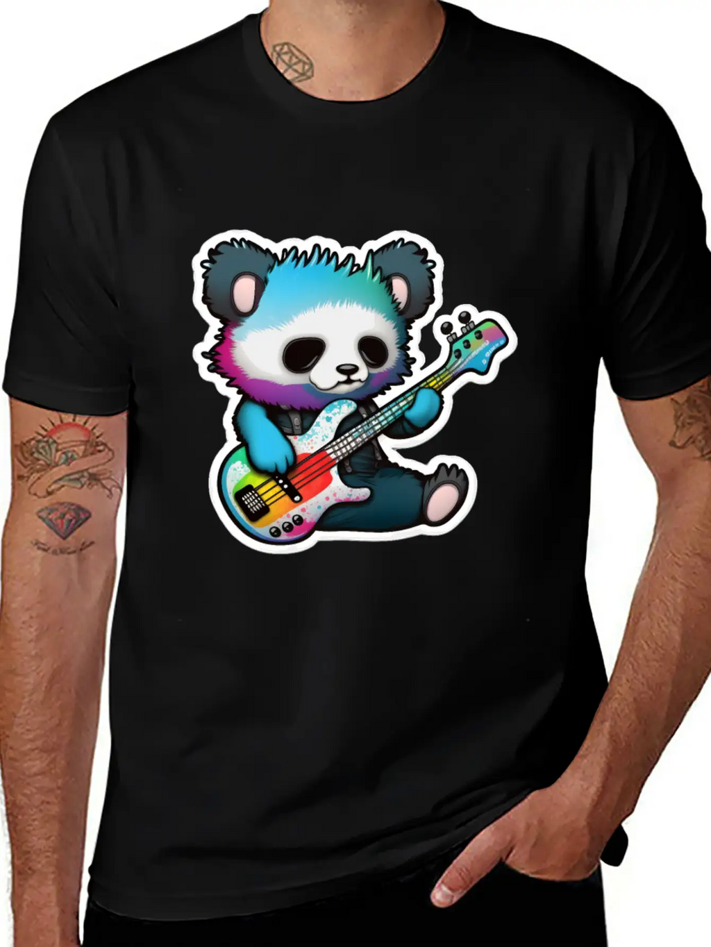 Emo Goth Panda Stickers- Goth Panda Stickers Casual Graphic T-Shirt – Simple And Comfortable Daily Wear