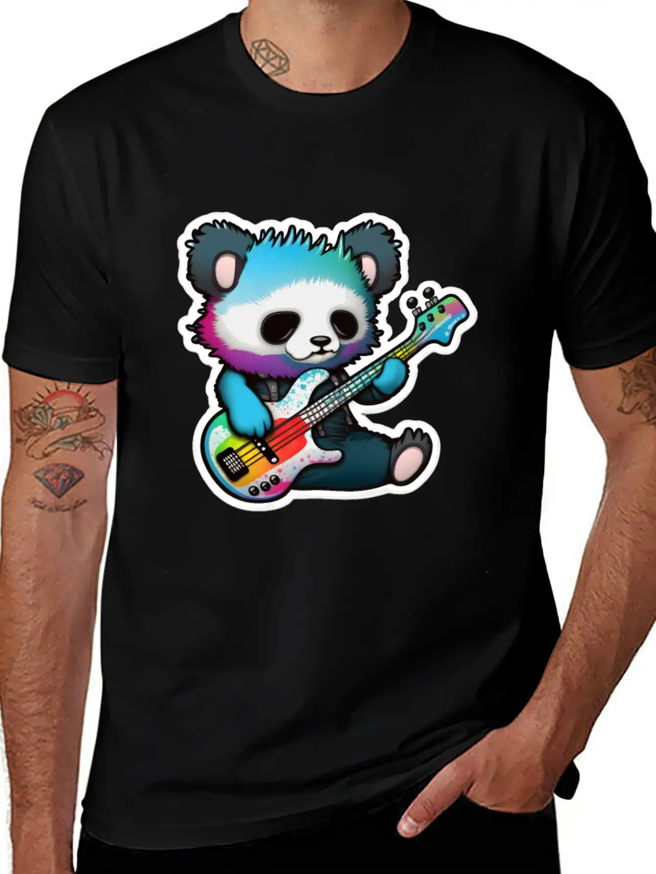Emo Goth Panda Stickers- Goth Panda Stickers Casual Graphic T-Shirt – Simple And Comfortable Daily Wear