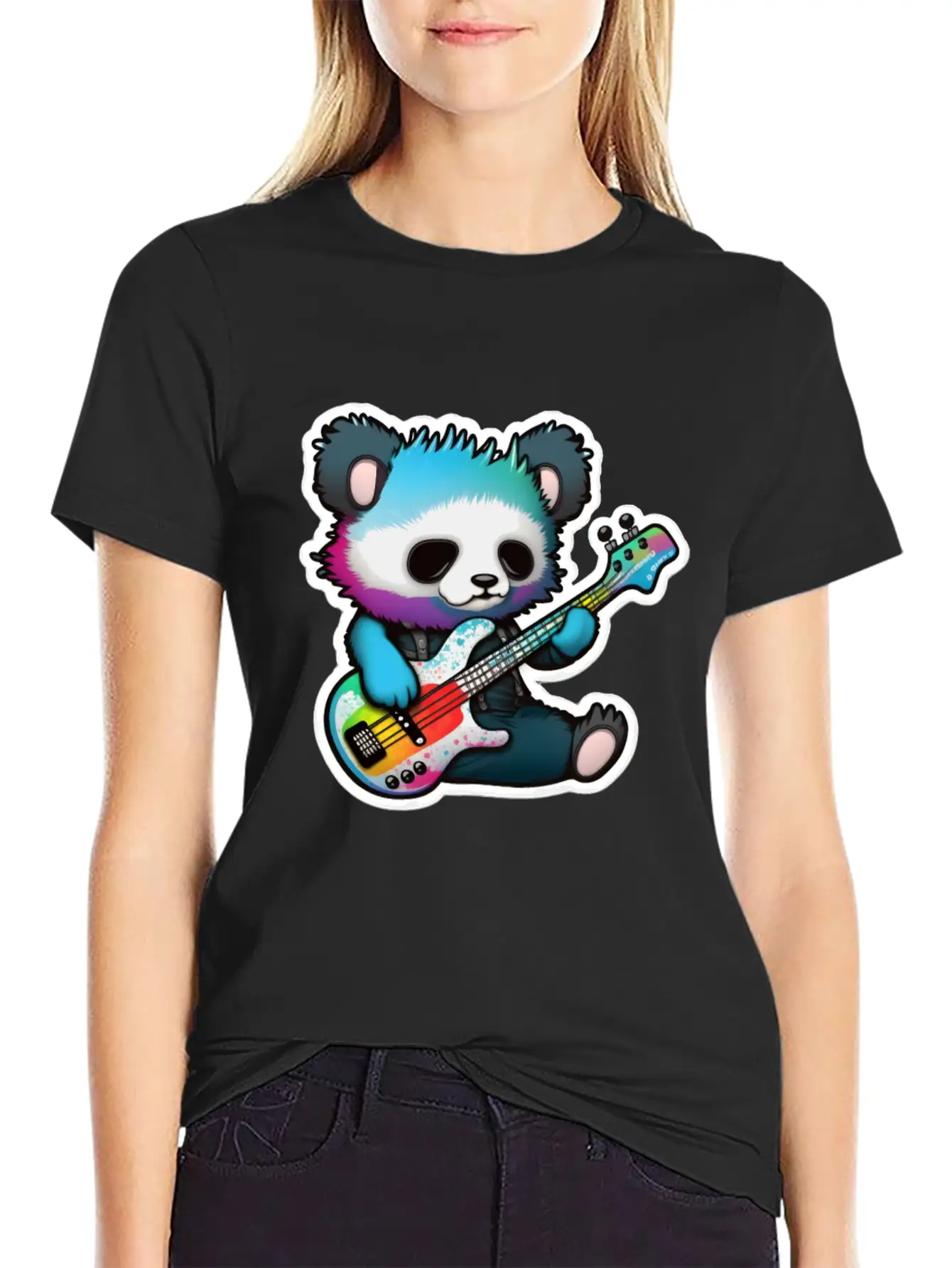 Emo Goth Panda Stickers- Goth Panda Stickers Casual Graphic T-Shirt – Simple And Comfortable Daily Wear