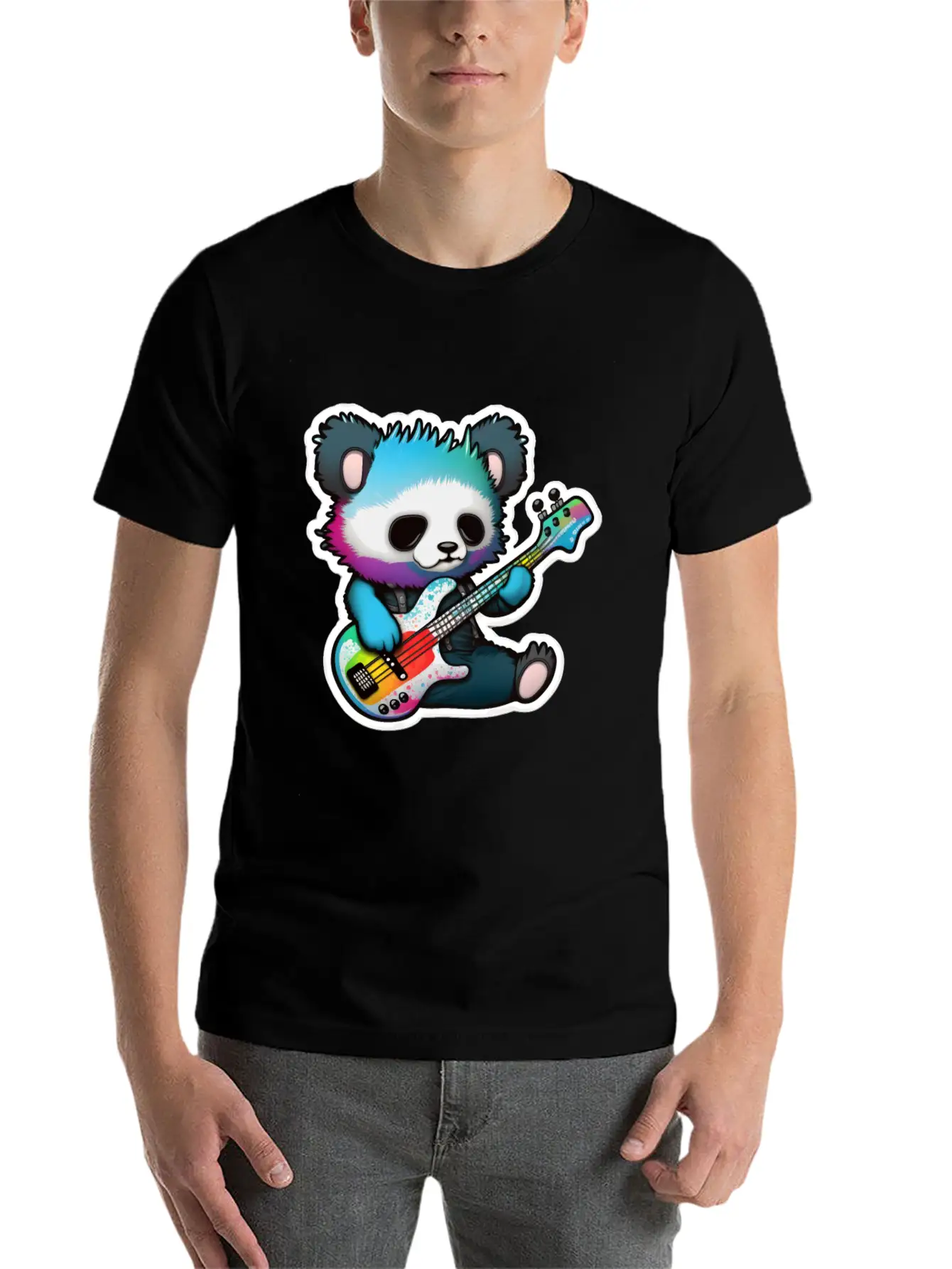 Emo Goth Panda Stickers- Goth Panda Stickers Casual Graphic T-Shirt – Simple And Comfortable Daily Wear