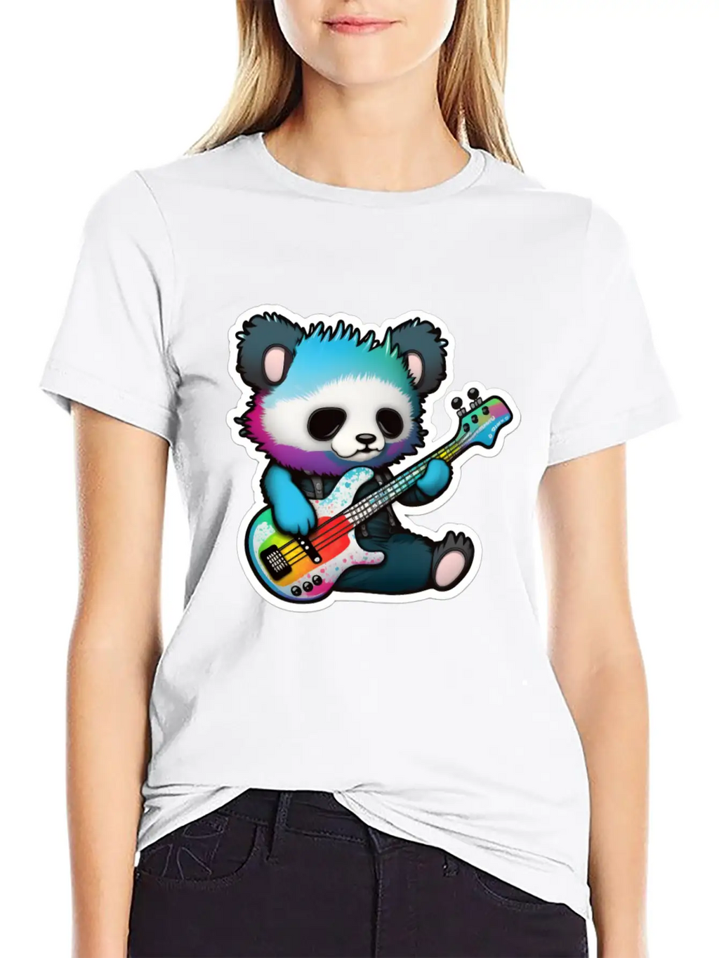 Emo Goth Panda Stickers- Goth Panda Stickers Casual Graphic T-Shirt – Simple And Comfortable Daily Wear