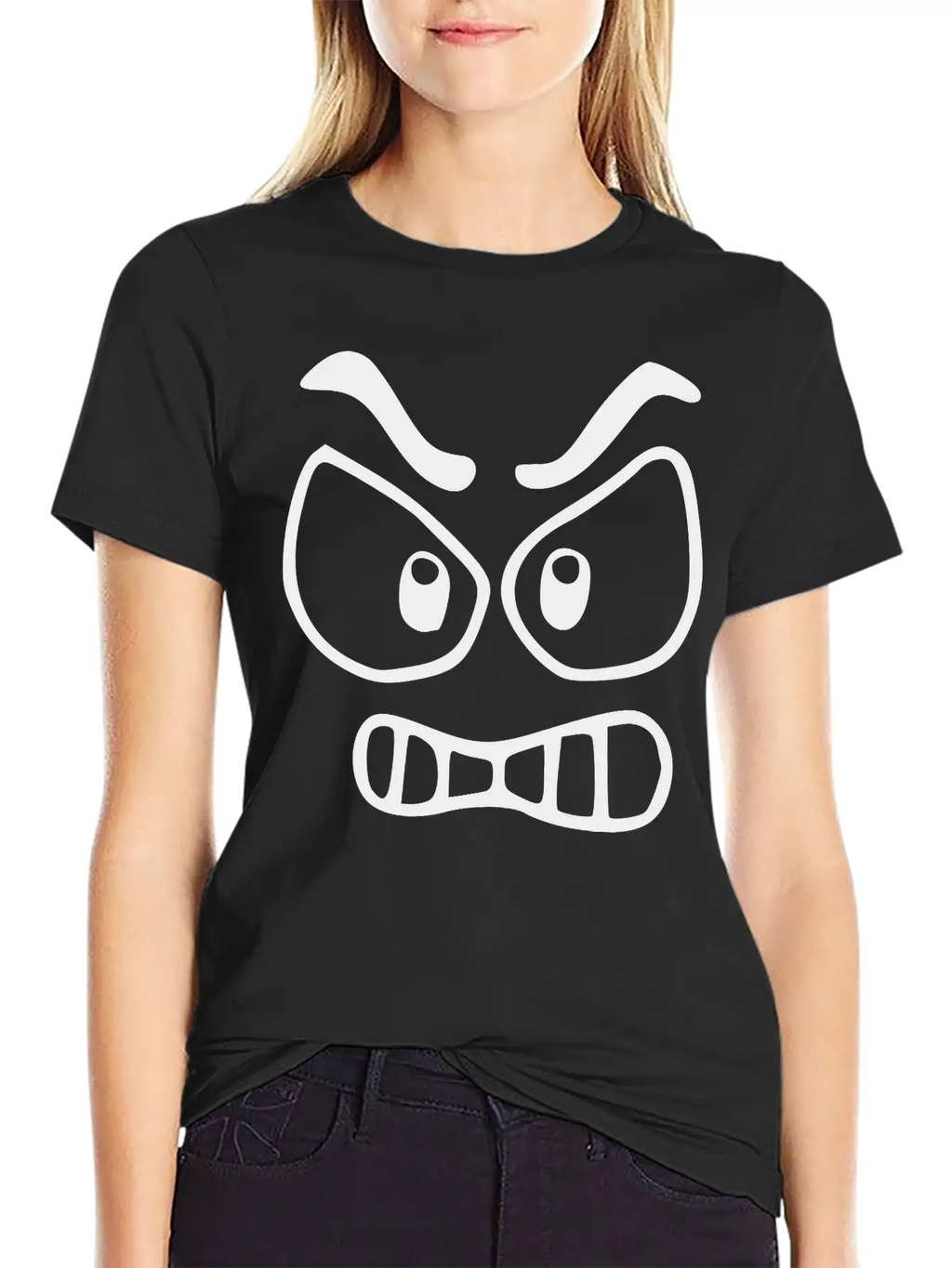 Emojis Sketch Angry Unisex Short Sleeve Soft Cotton T-Shirt – Casual Everyday Wear