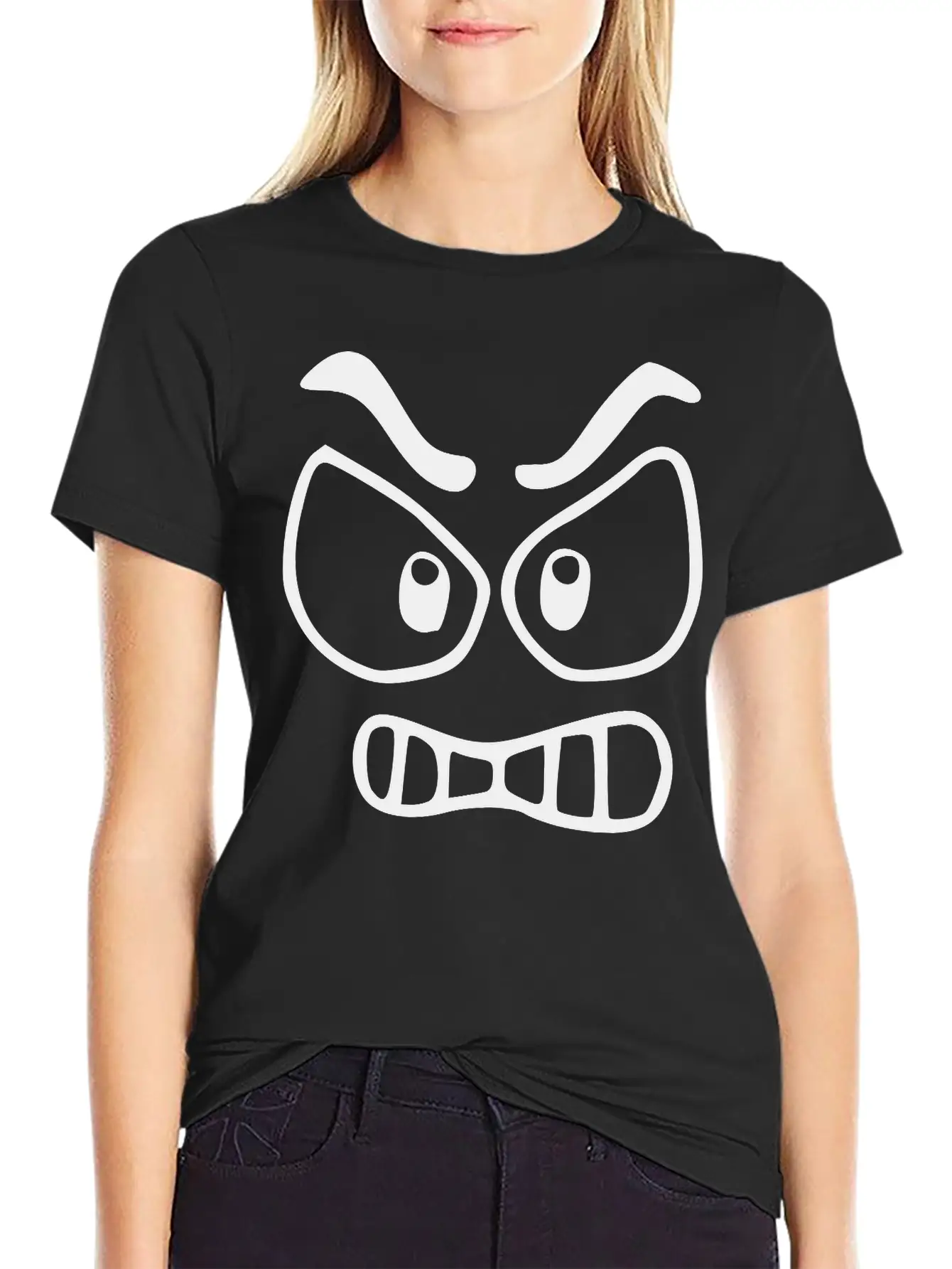 Emojis Sketch Angry Unisex Short Sleeve Soft Cotton T-Shirt – Casual Everyday Wear
